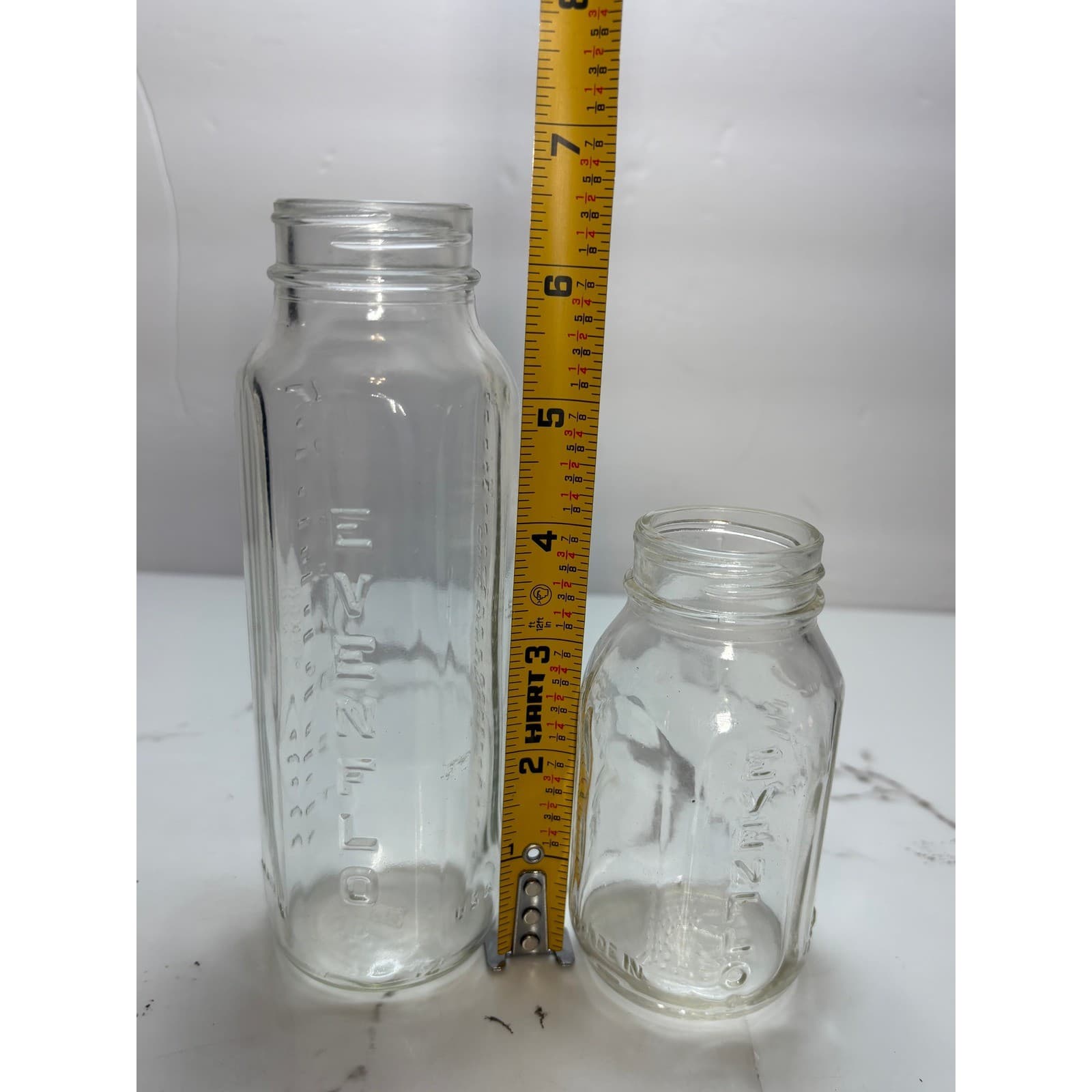 Vintage Evenflo Glass Baby Bottles Set of 2 8oz and 4oz Clear Hexagonal USA - Thumbnail 8
