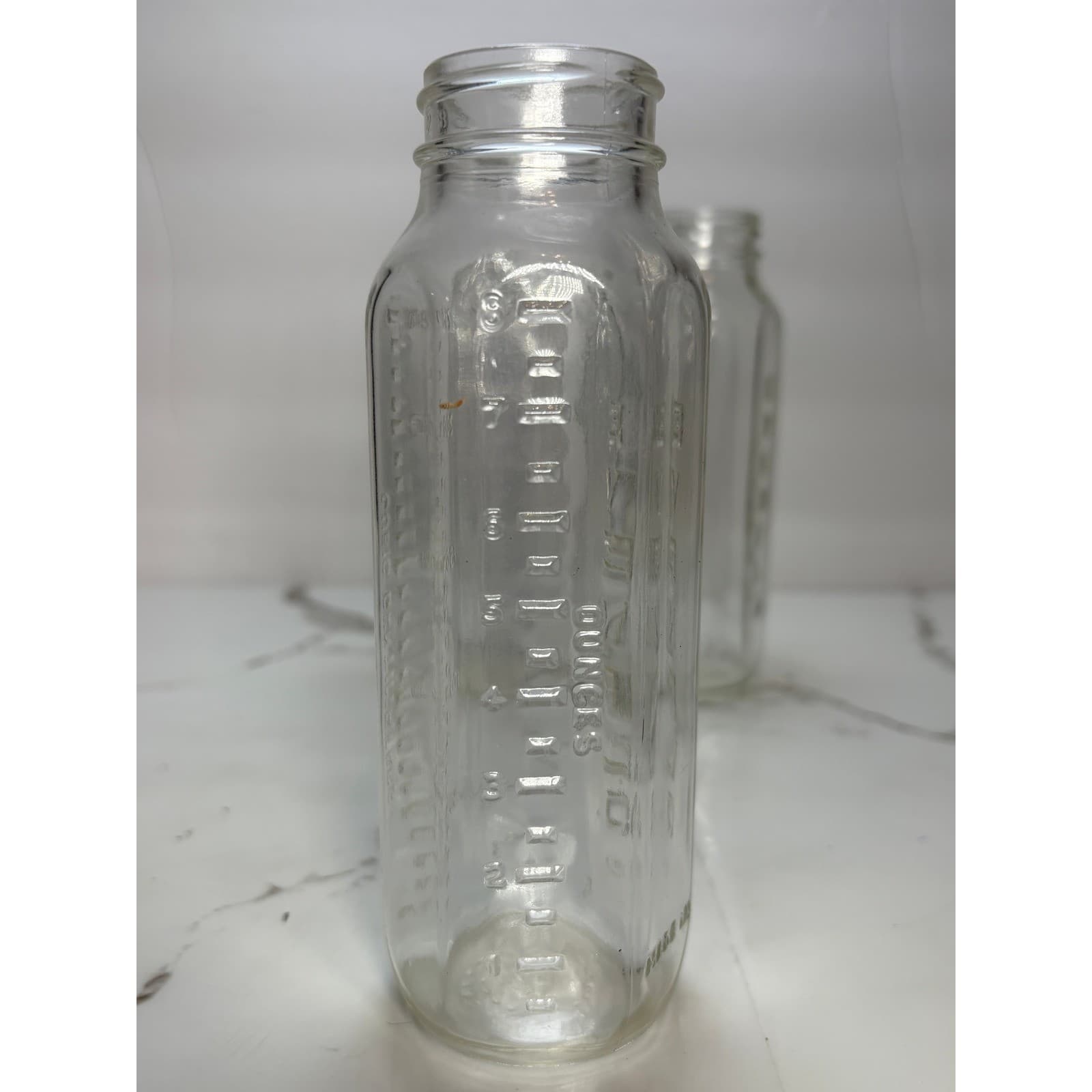 Vintage Evenflo Glass Baby Bottles Set of 2 8oz and 4oz Clear Hexagonal USA - Thumbnail 6