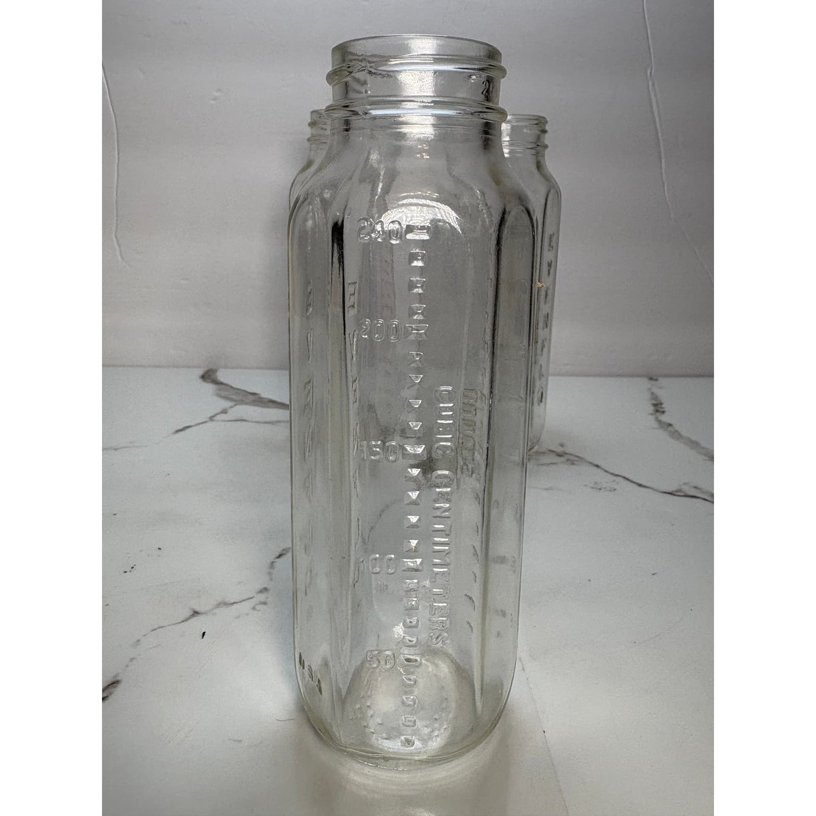 Vintage Evenflo Glass Baby Bottles Set of 2 8oz and 4oz Clear Hexagonal USA - Thumbnail 5
