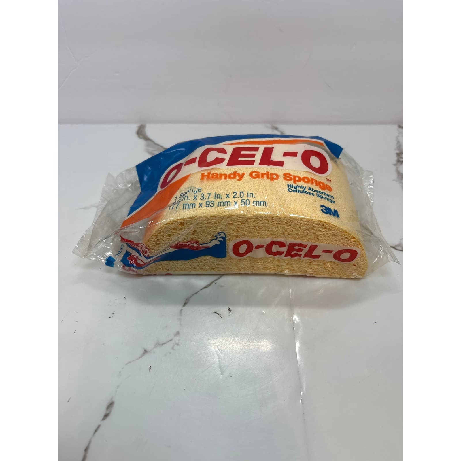 Vintage O-Cel-O Handy Grip Sponge 3M Cellulose Large Yellow New Old Stock - Thumbnail 2