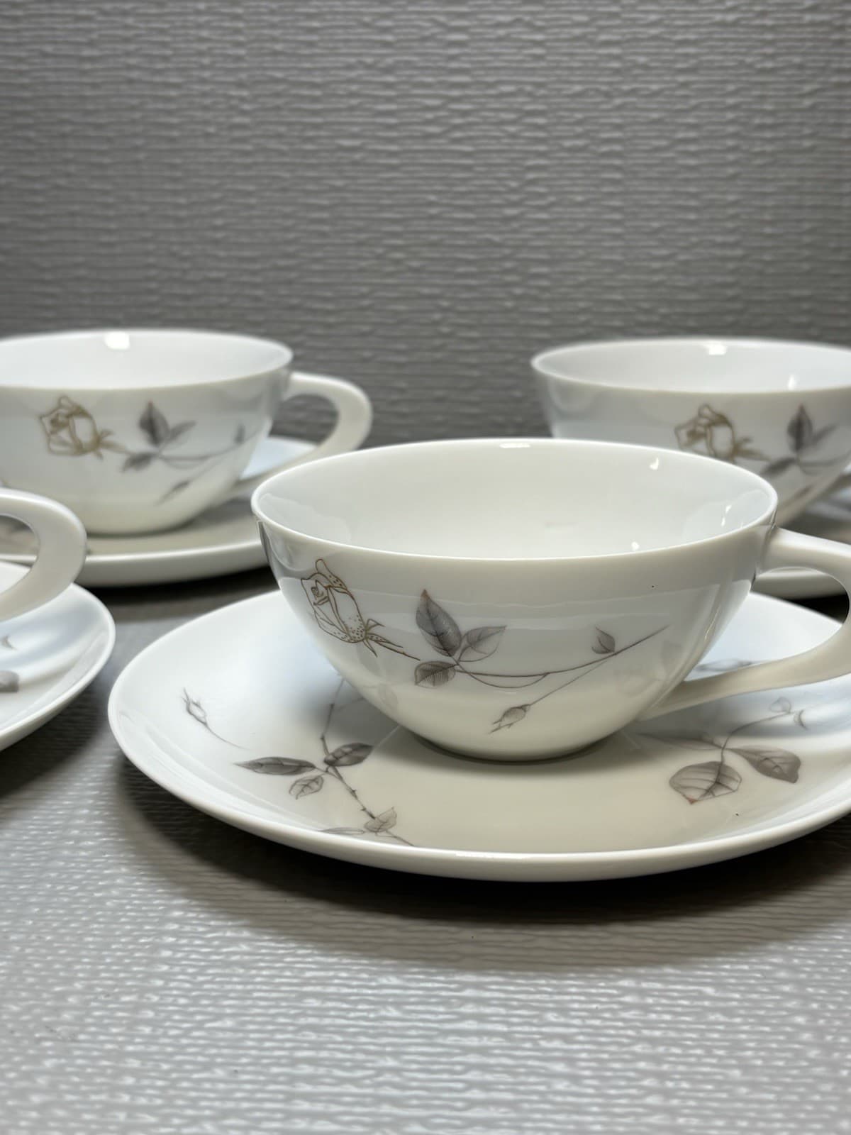 Set Of 4 Cup And Saucer Fine China Sango Lyric Japan - Thumbnail 2