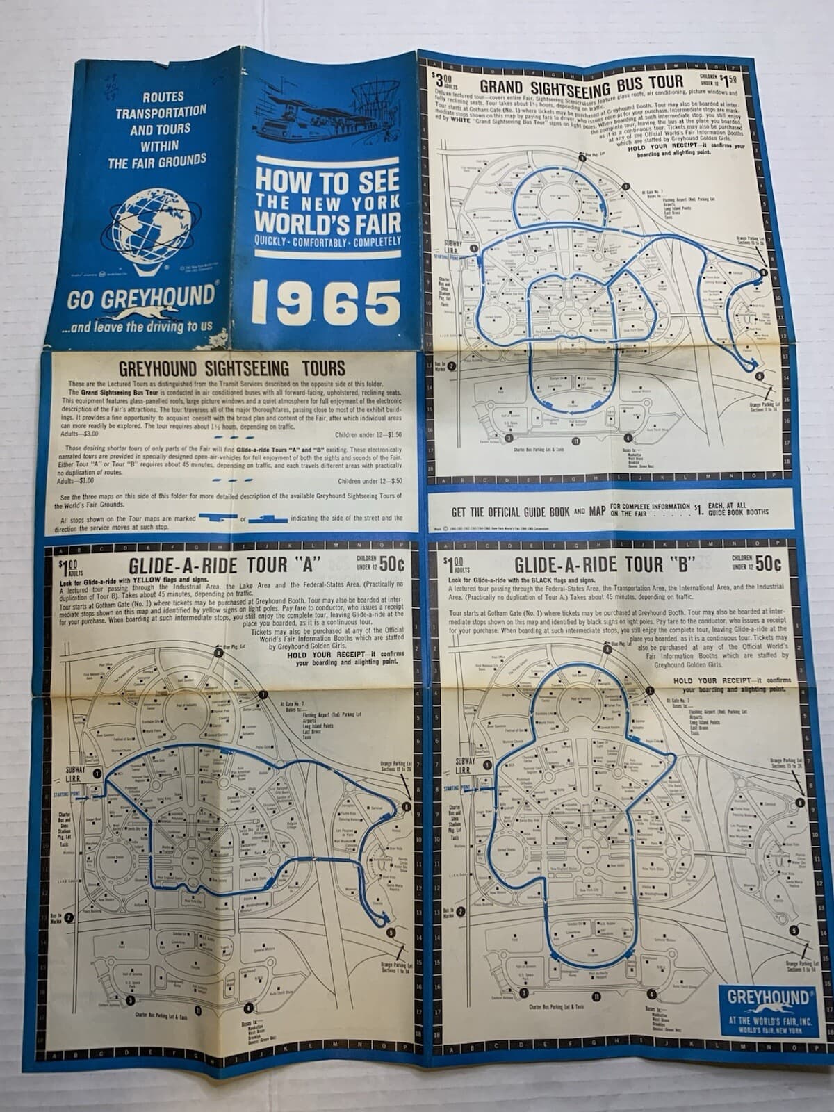 1965 Greyhound HOW TO SEE THE NEW YORK WORLD'S FAIR Fold-Out Map & Planner - Thumbnail 4