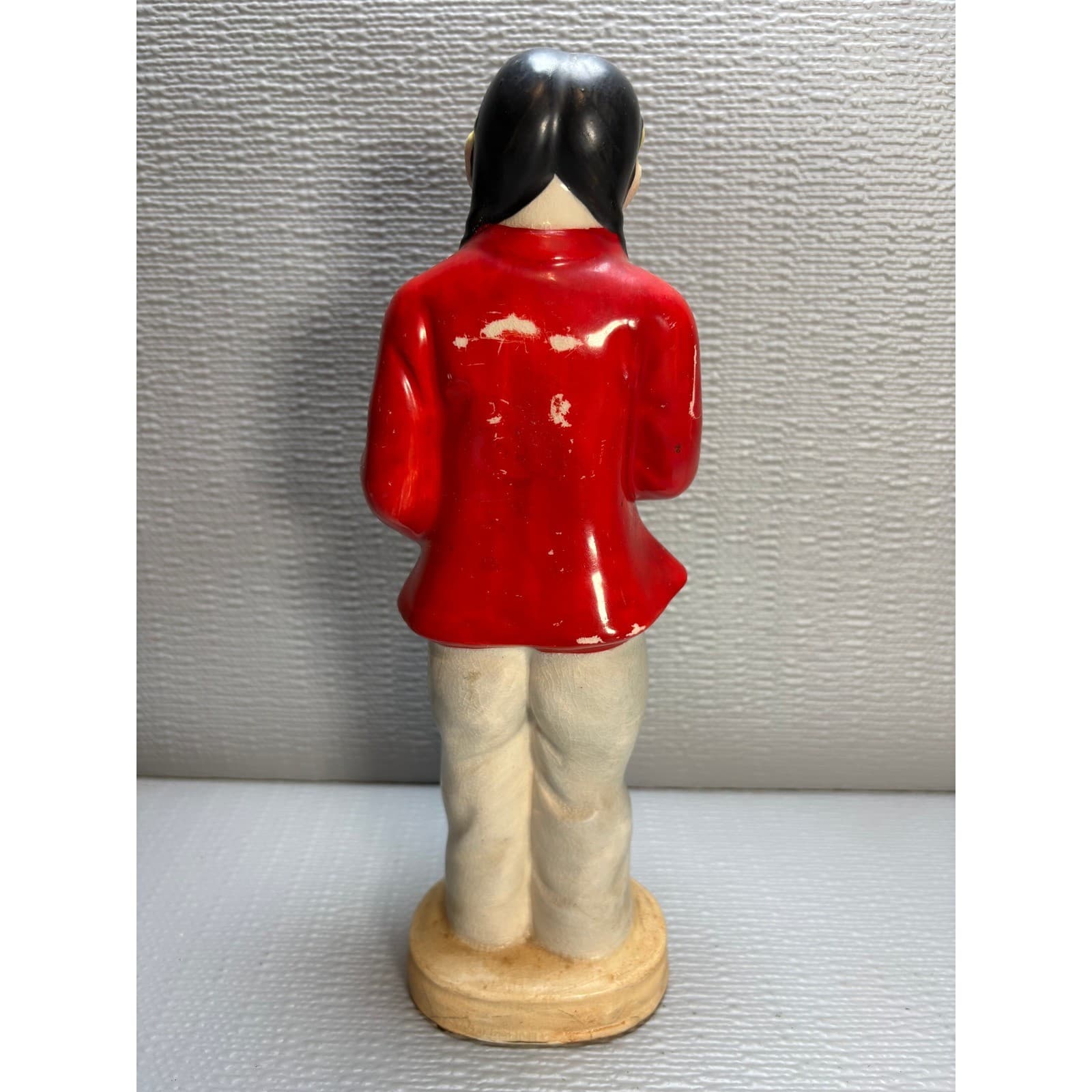Vintage Made in Occupied Japan Ceramic Figurine Woman with Fan Red White 9.5" - Thumbnail 3