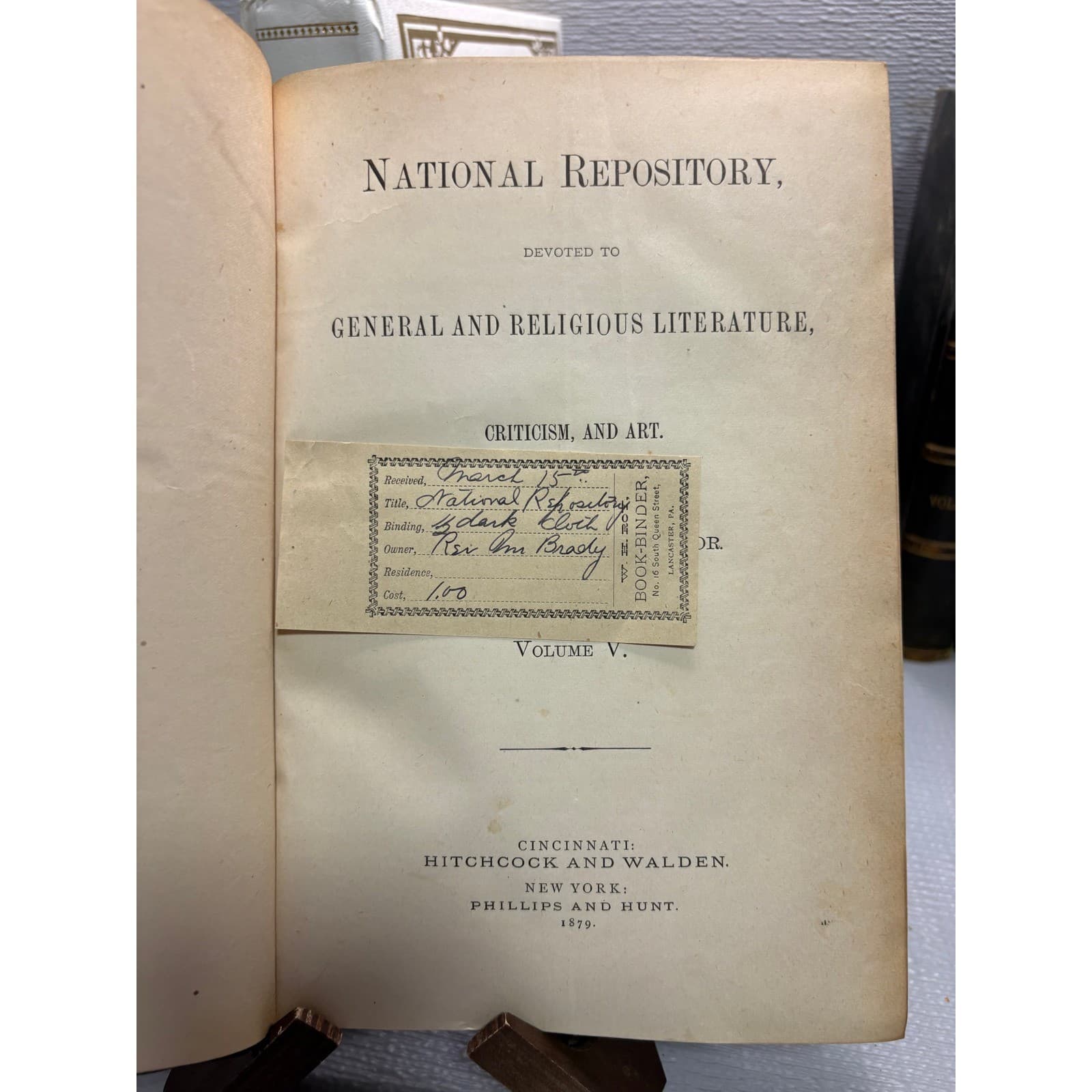 1879 National Repository Vol V Antique Hardcover Religious Literature Art - Thumbnail 3