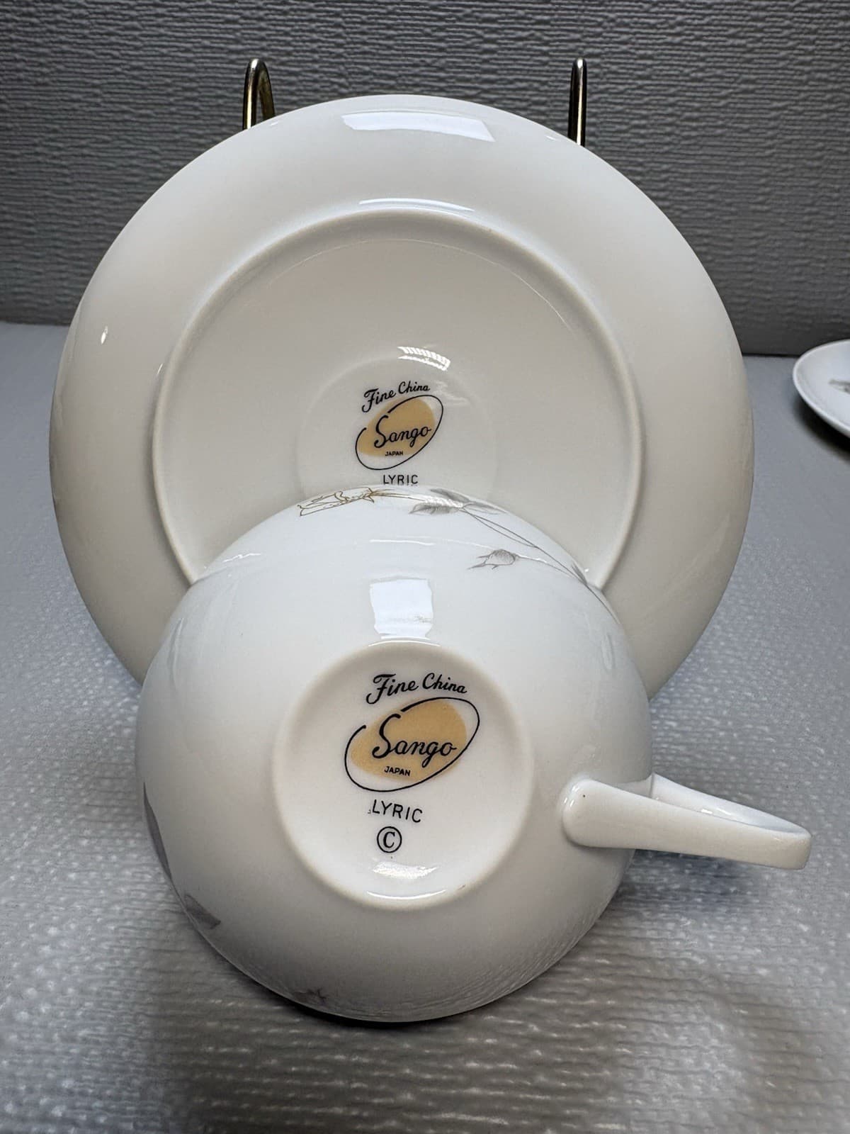 Set Of 4 Cup And Saucer Fine China Sango Lyric Japan - Thumbnail 9