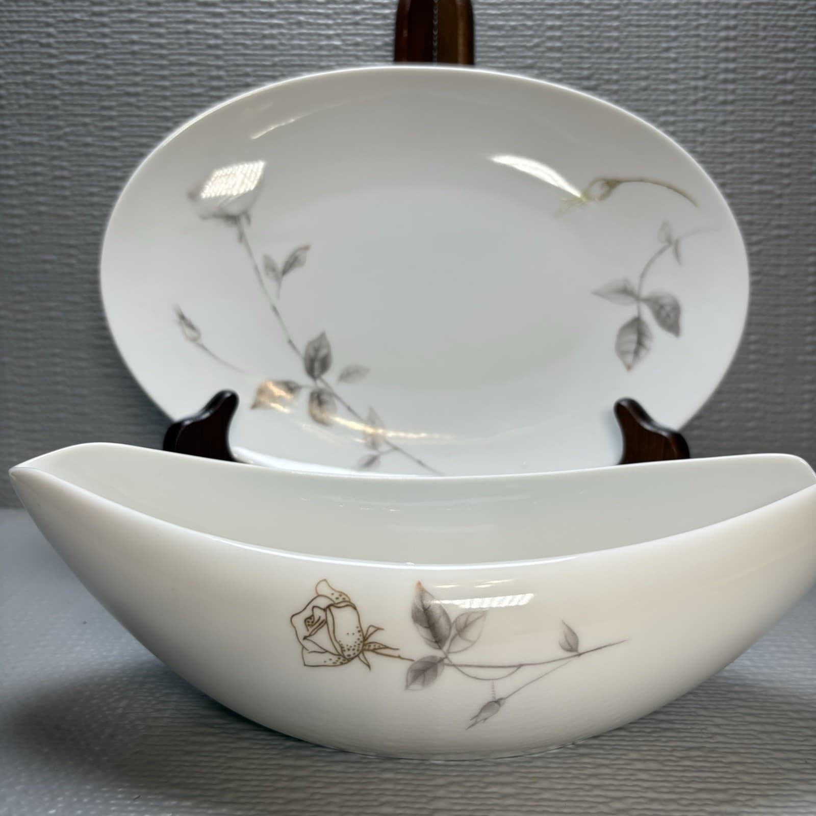 Vintage Fine China Sango Lyric Gravy Boat with Oval Underplate Japan - Thumbnail 4