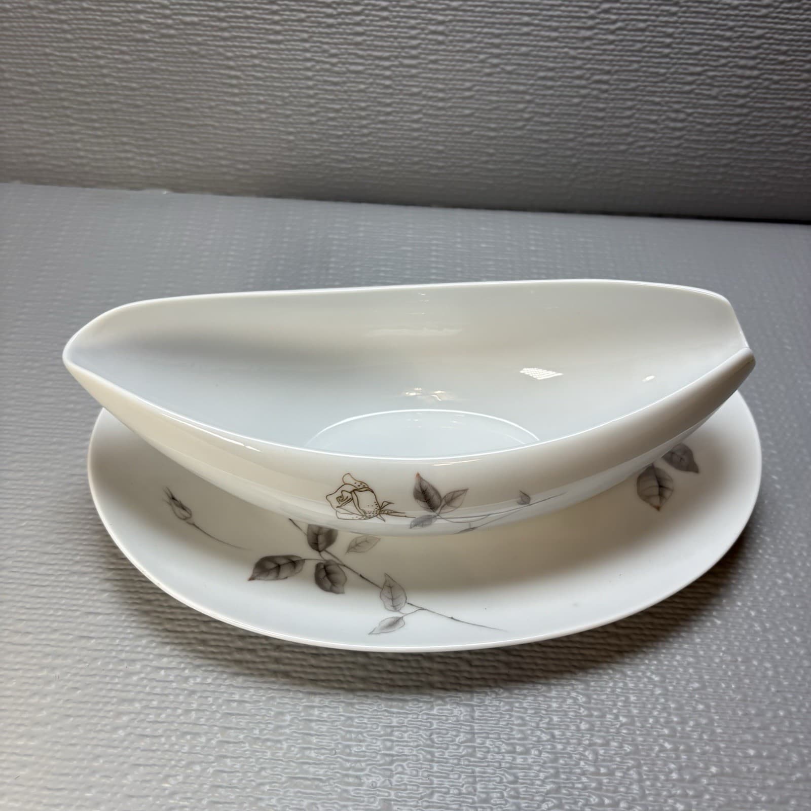 Vintage Fine China Sango Lyric Gravy Boat with Oval Underplate Japan - Thumbnail 2