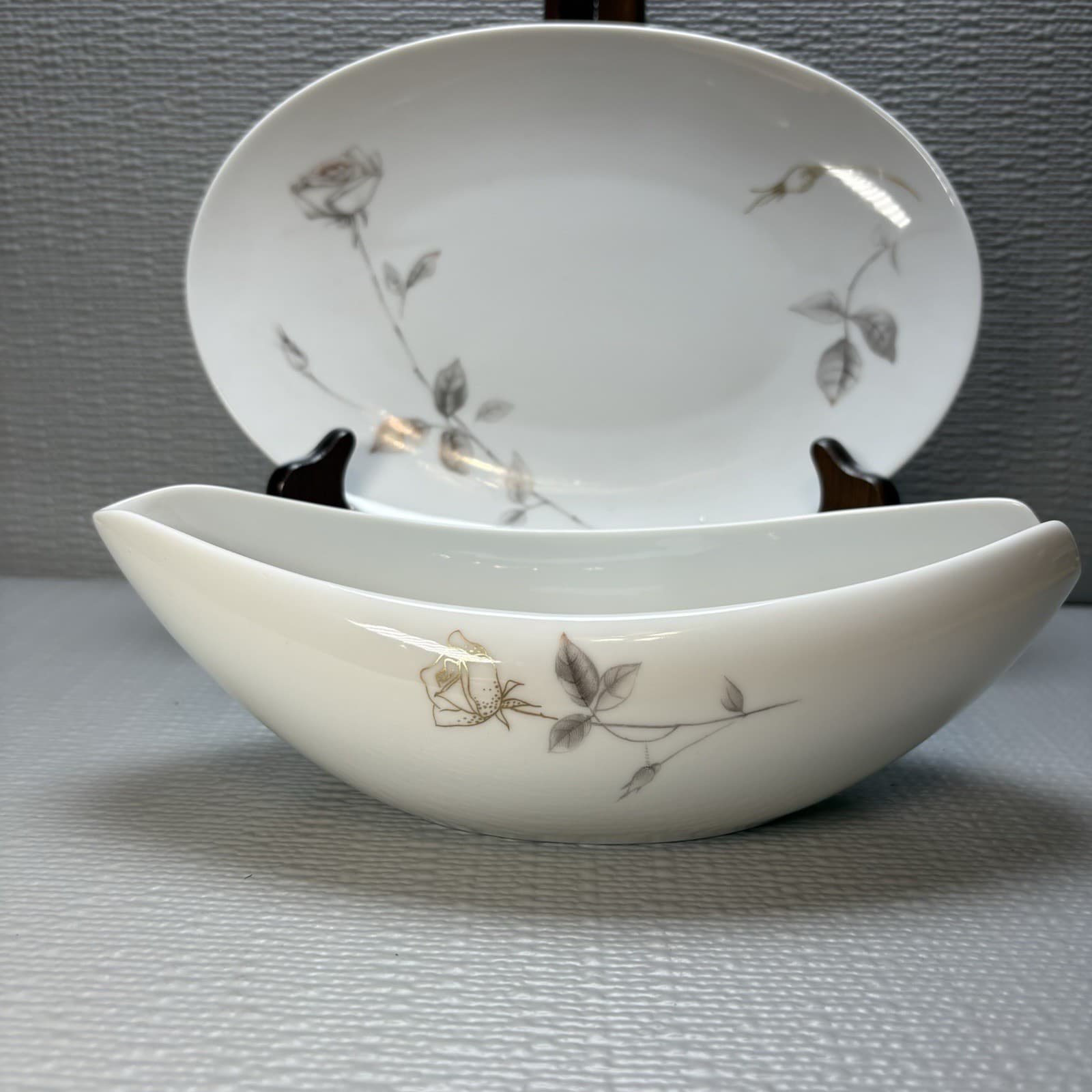Vintage Fine China Sango Lyric Gravy Boat with Oval Underplate Japan - Thumbnail 3