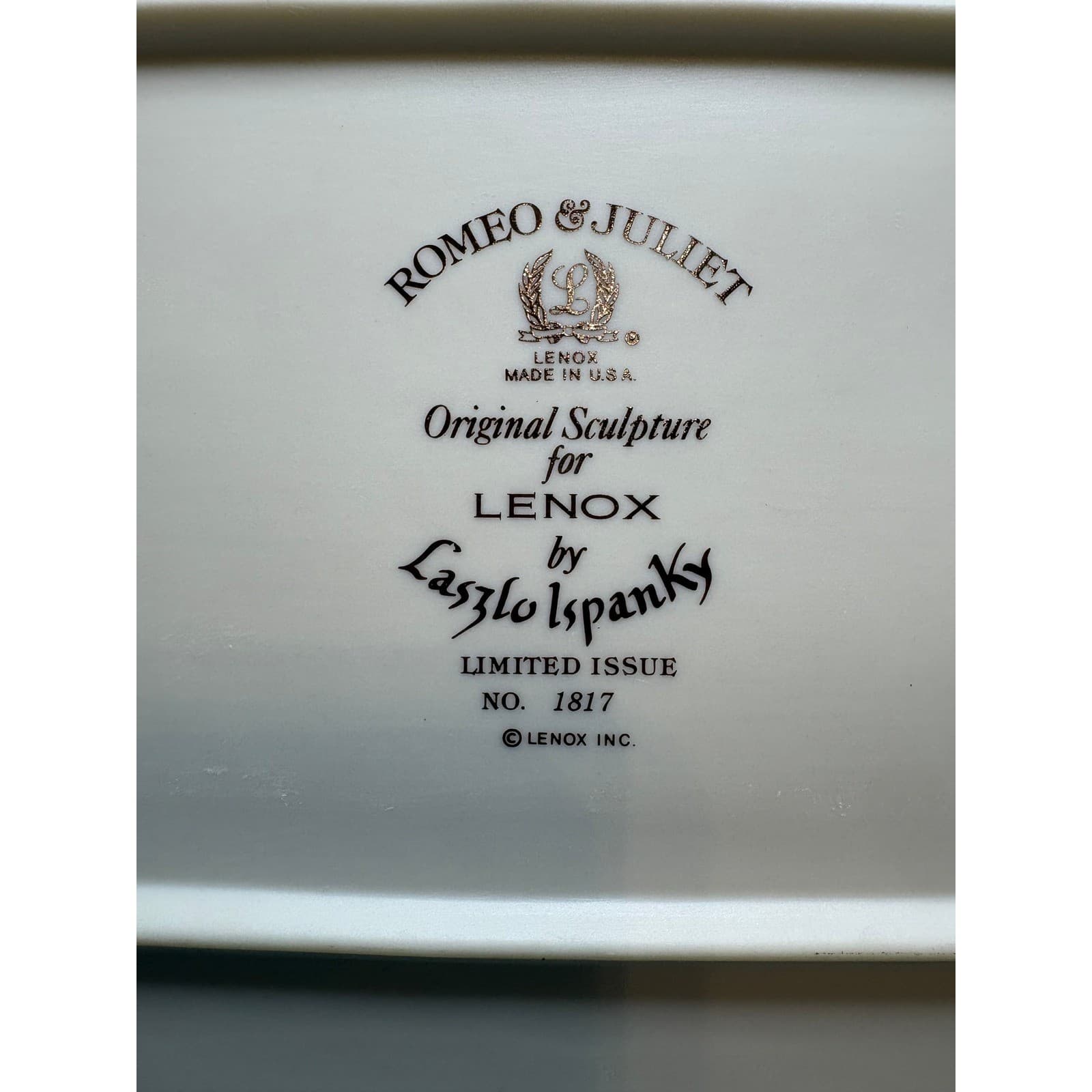 Lenox Laszlo Ispanky Romeo & Juliet Tray Limited Edition with COR in box 1977 - Thumbnail 4