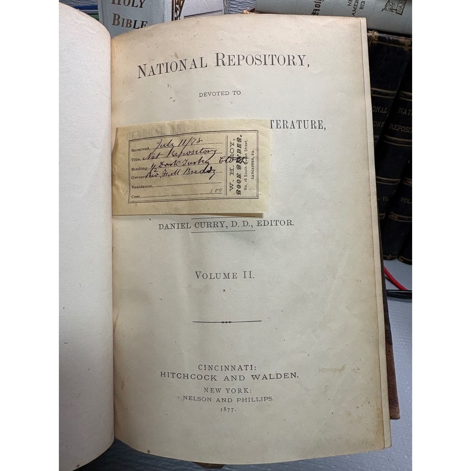 Antique 1877 National Repository Vol II D Curry Leather Bound Literature - Thumbnail 3