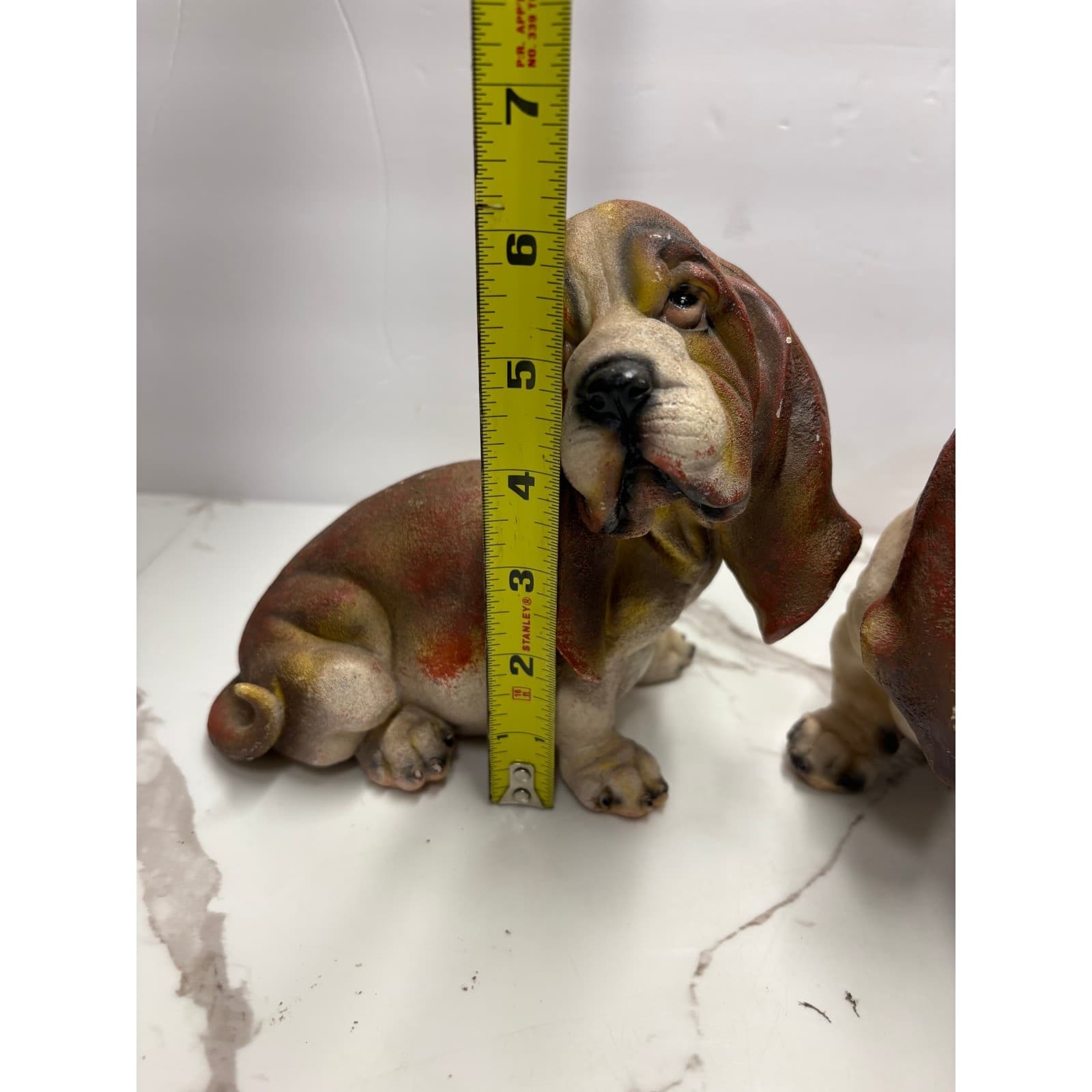 Vintage Style Basset Hound Puppy Figurines Set of 2 Brown Tan Dog Statues - Thumbnail 10