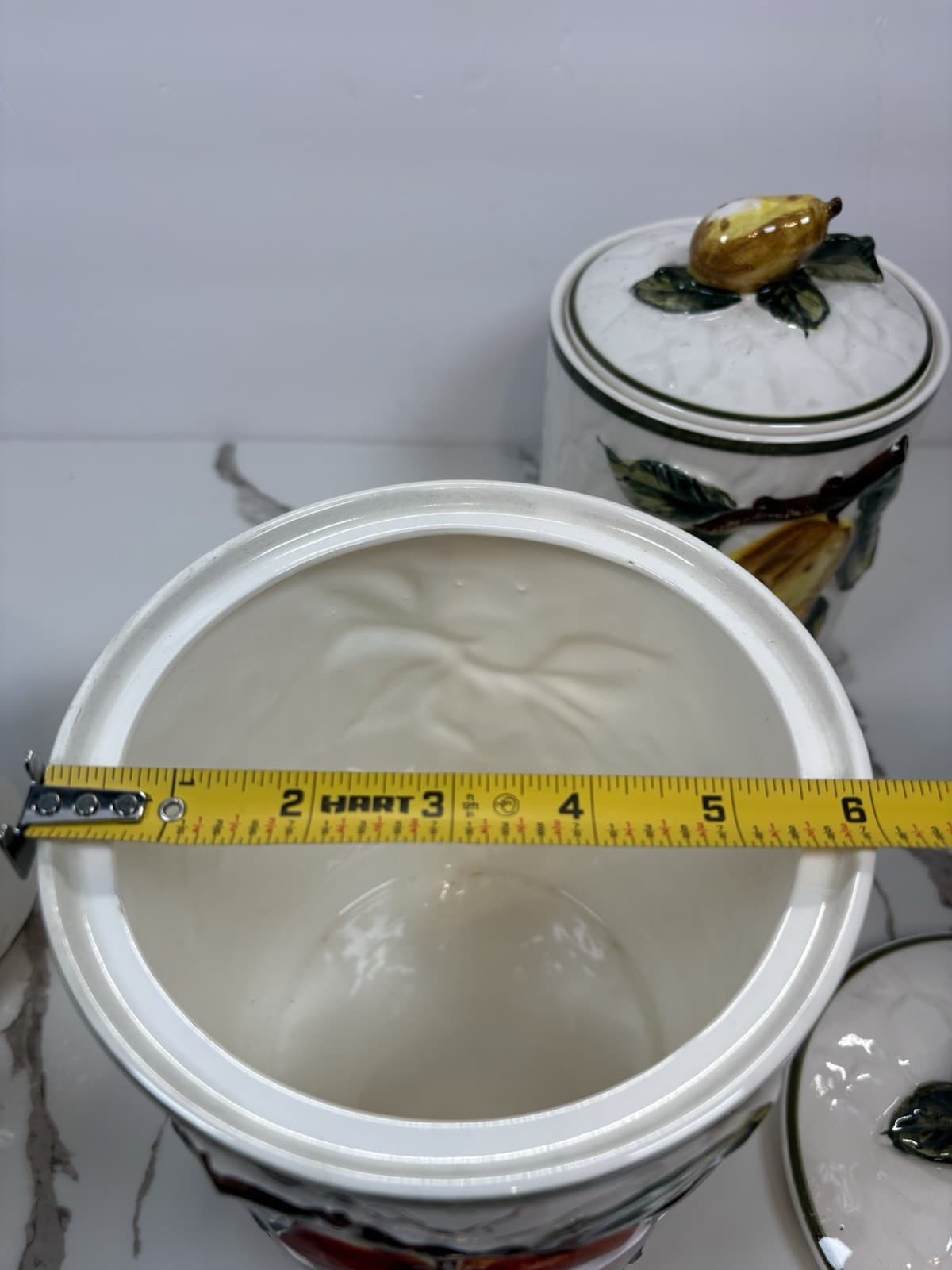 Vintage Style Fruit Ceramic Kitchen Canister Set of 4 Apple Pear Grape Cherry - Thumbnail 12