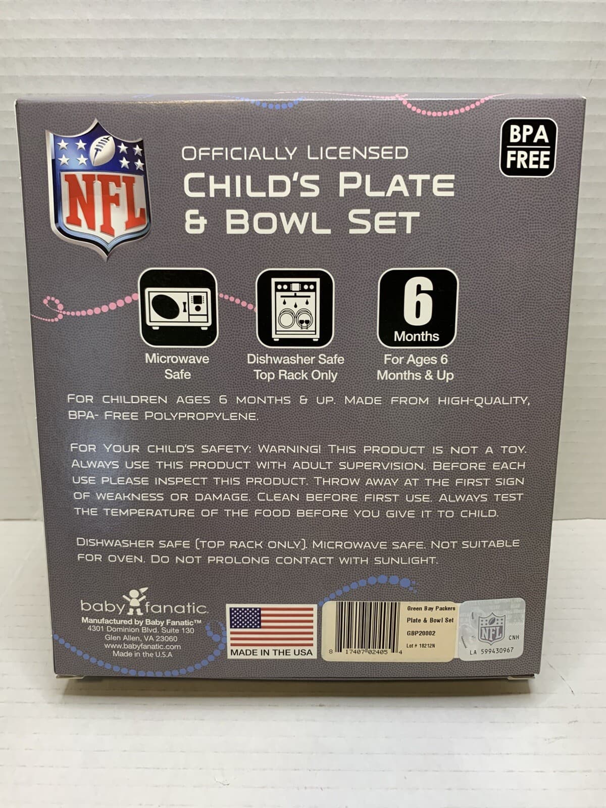 NFL Green Bay Packers Child's Plate And Bowl Set NFL kids - Thumbnail 2