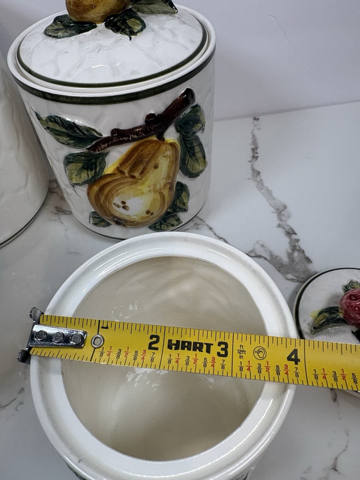Vintage Style Fruit Ceramic Kitchen Canister Set of 4 Apple Pear Grape Cherry - Thumbnail 15