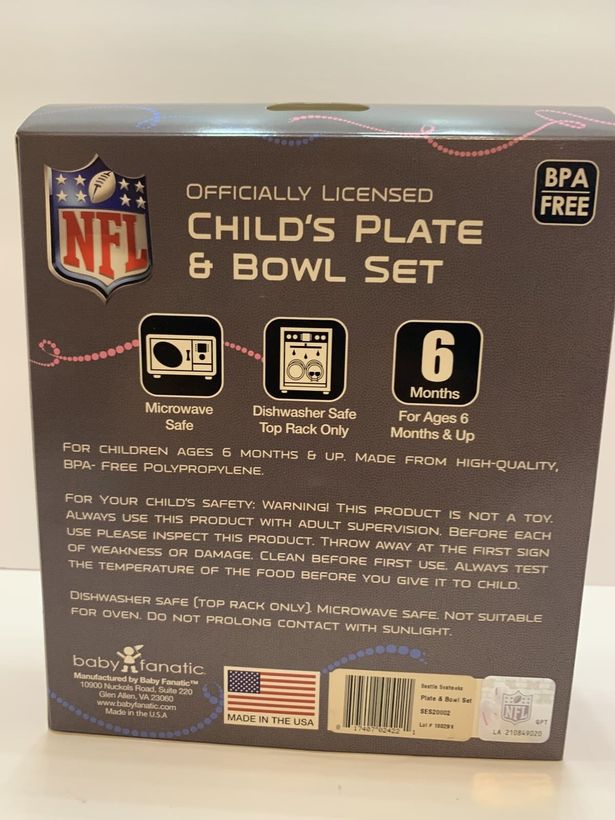 NFL Seattle Seahawks Child's Plate And Bowl Set NFL kids Officially Licensed - Thumbnail 3