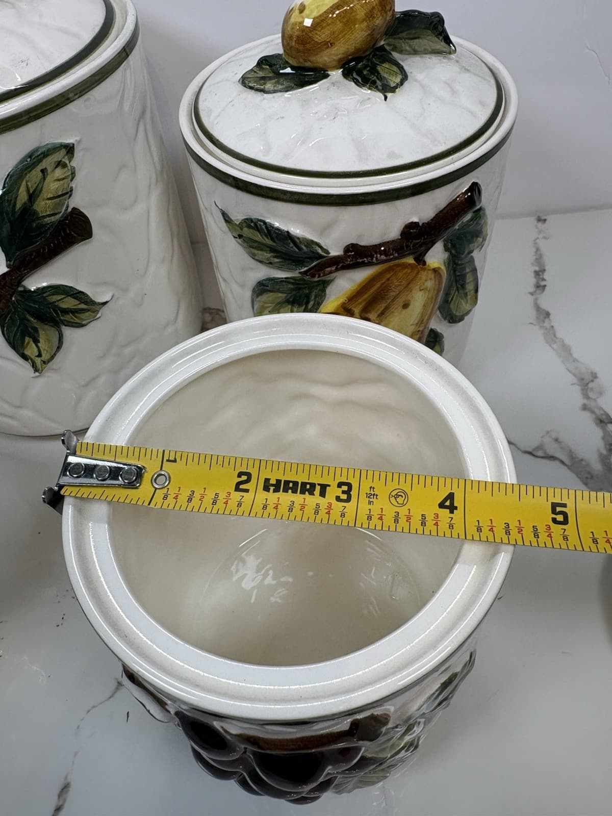 Vintage Style Fruit Ceramic Kitchen Canister Set of 4 Apple Pear Grape Cherry - Thumbnail 14