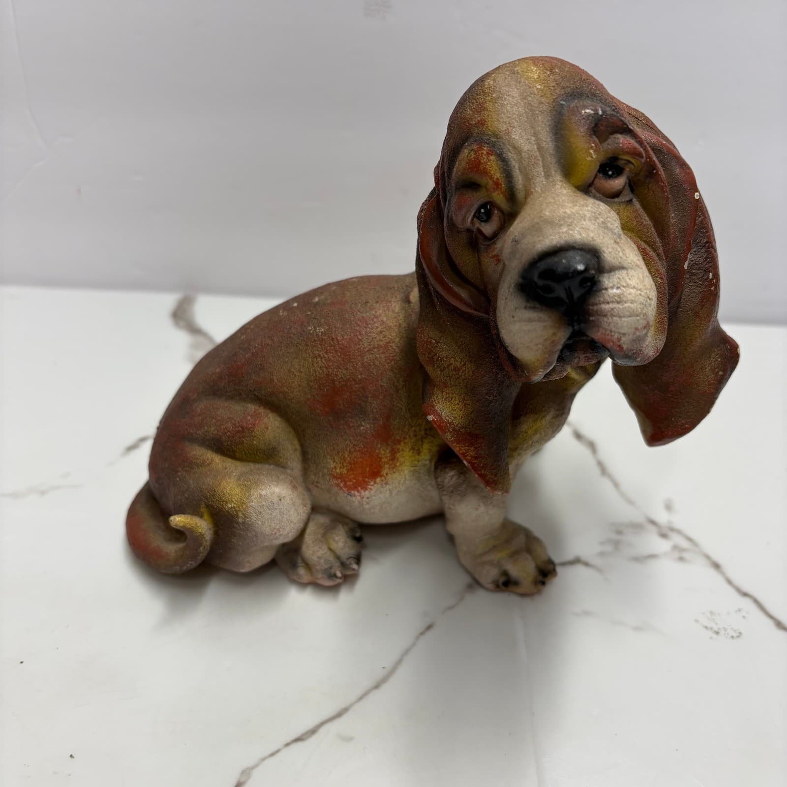 Vintage Style Basset Hound Puppy Figurines Set of 2 Brown Tan Dog Statues - Thumbnail 6