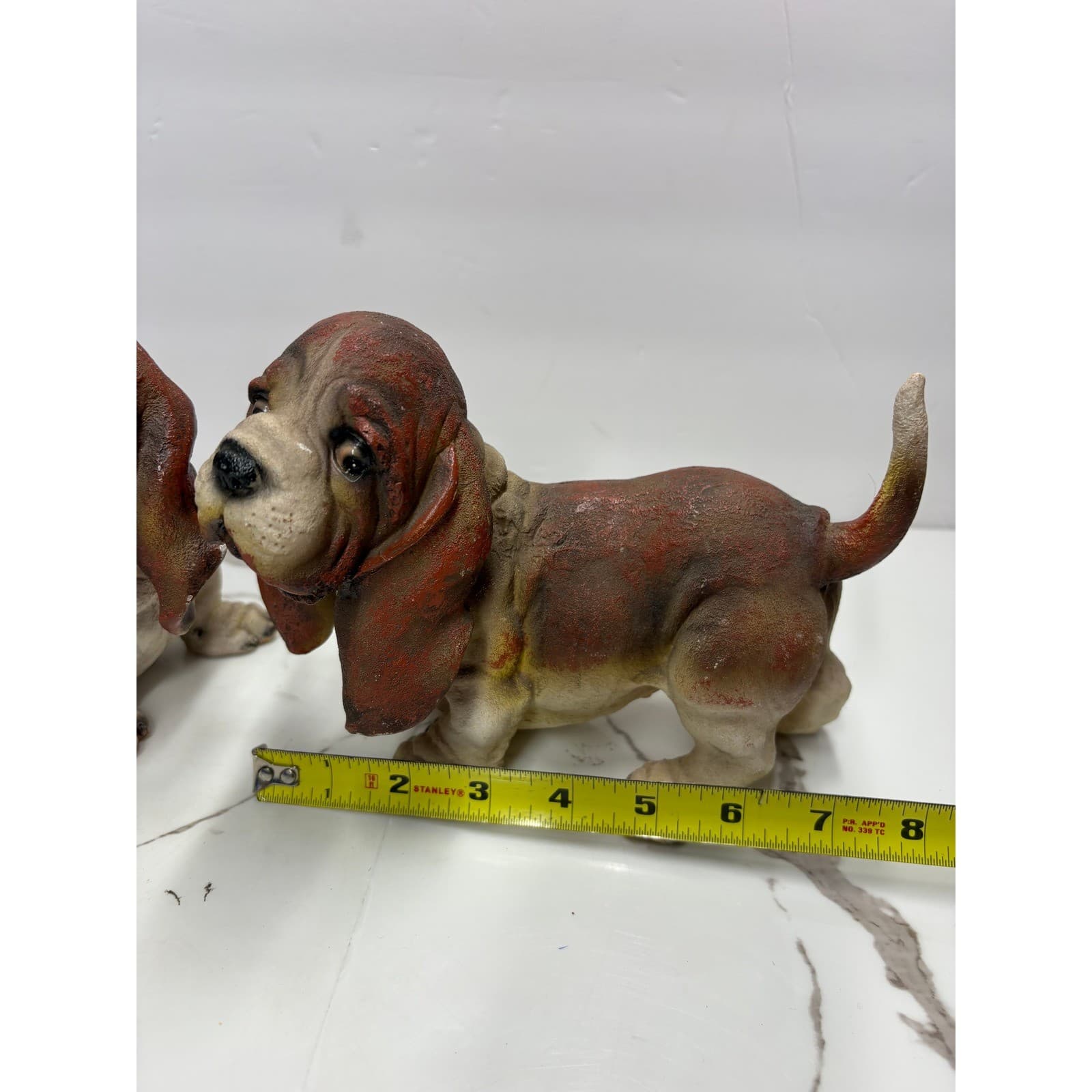 Vintage Style Basset Hound Puppy Figurines Set of 2 Brown Tan Dog Statues - Thumbnail 12