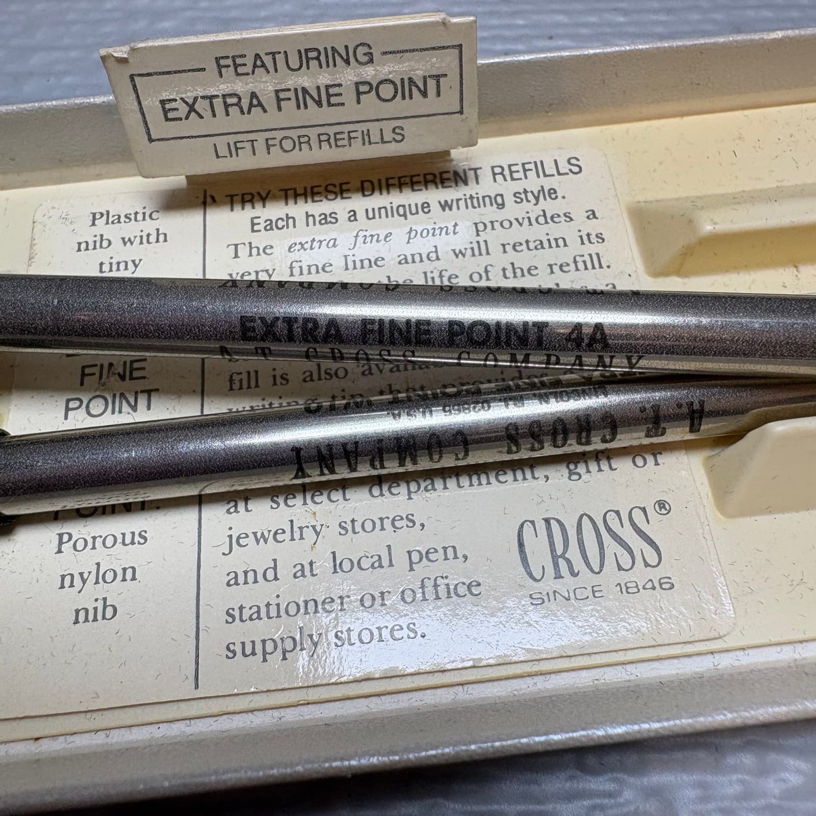 Vintage 2 pack Cross Pen Refills Extra Fine Point 4A W10 Porous Nylon nib Black - Thumbnail 3