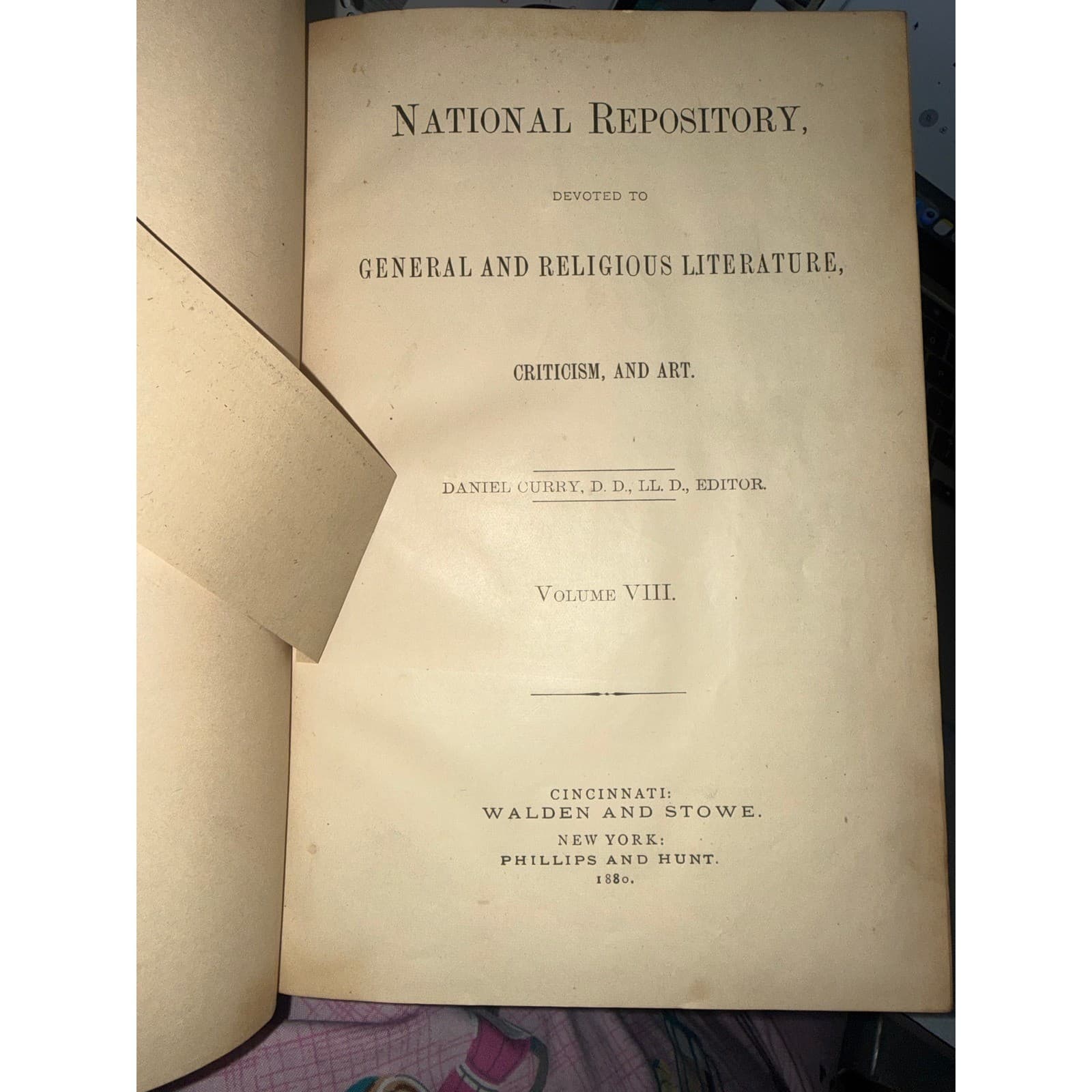 National Repository Vol VIII 1880 Antique Leather Book Religious Literature Art - Thumbnail 3