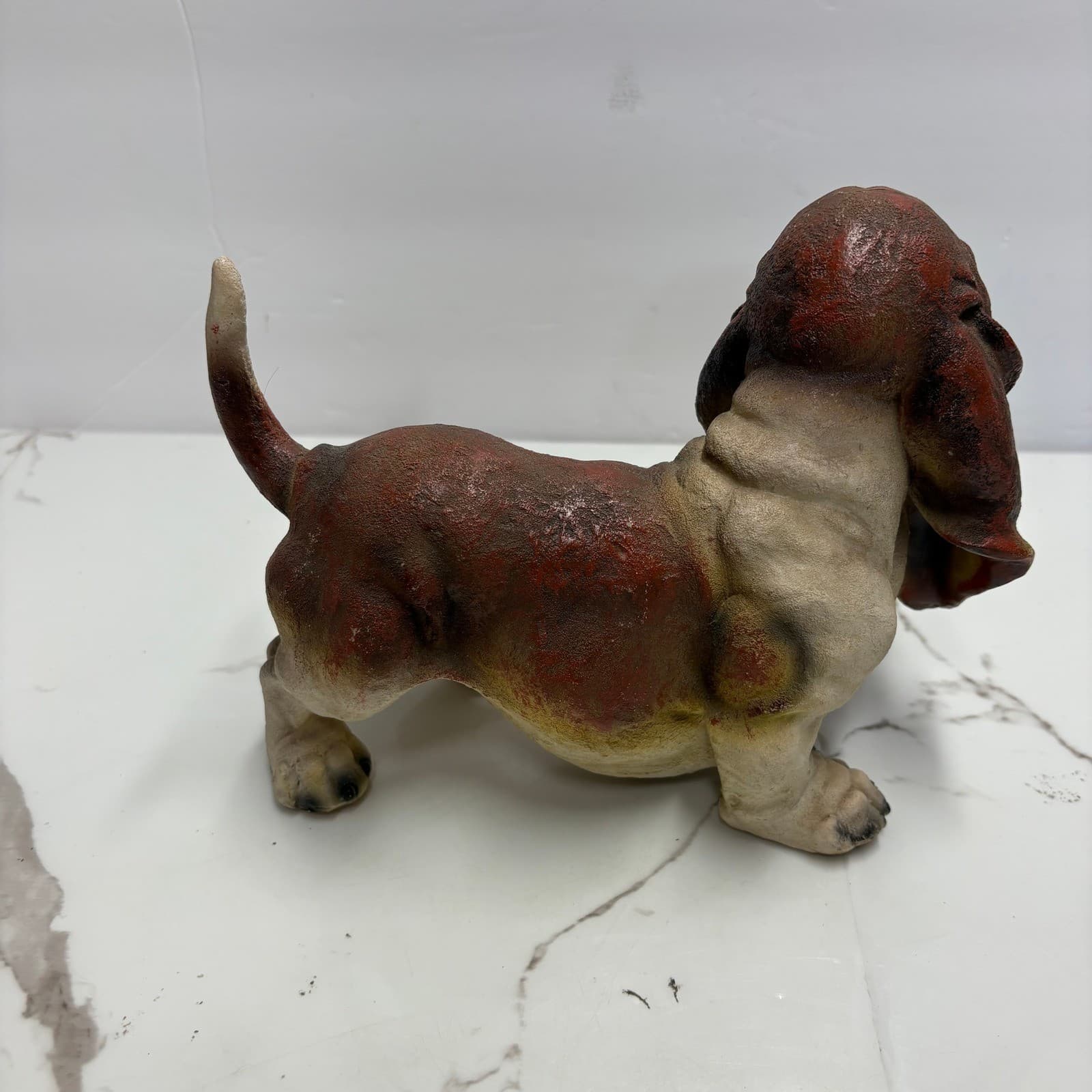 Vintage Style Basset Hound Puppy Figurines Set of 2 Brown Tan Dog Statues - Thumbnail 4