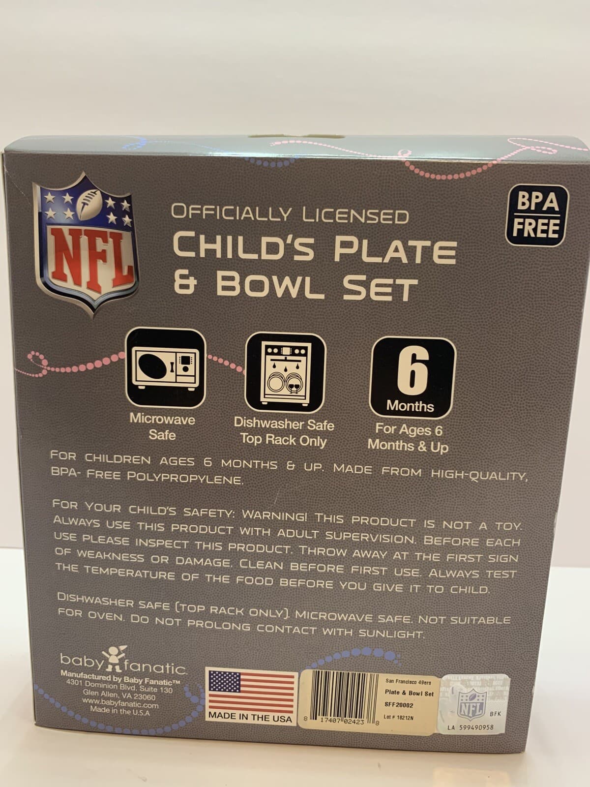 NFL San Francisco 49ers Child's Plate And Bowl Set NFL kids Officially Licensed - Thumbnail 3