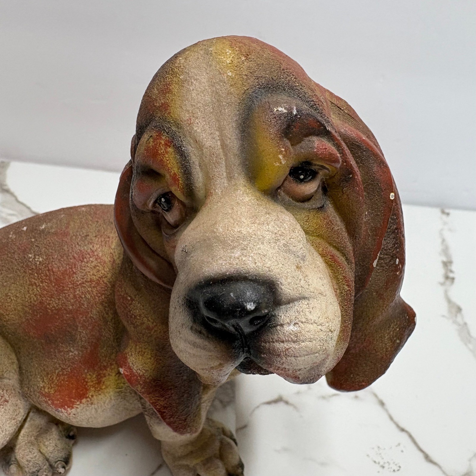 Vintage Style Basset Hound Puppy Figurines Set of 2 Brown Tan Dog Statues - Thumbnail 9