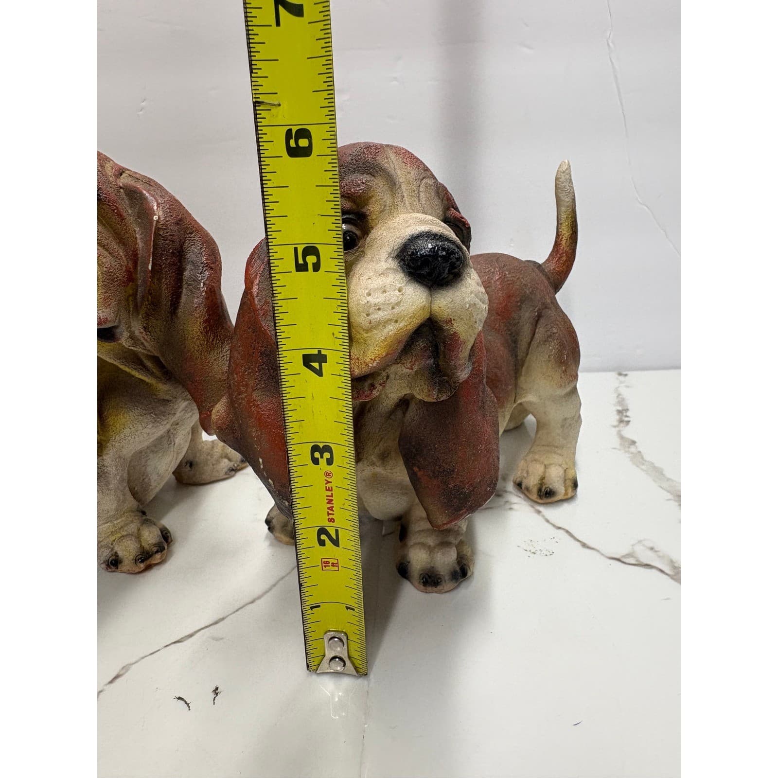 Vintage Style Basset Hound Puppy Figurines Set of 2 Brown Tan Dog Statues - Thumbnail 11