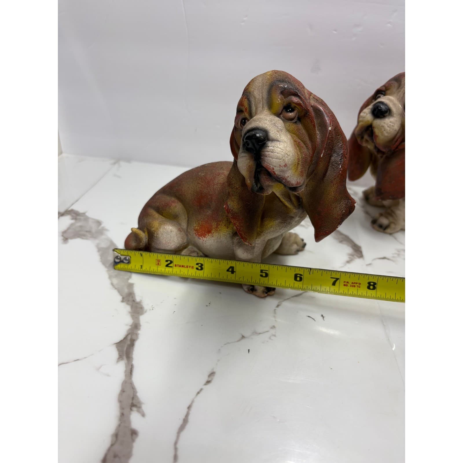 Vintage Style Basset Hound Puppy Figurines Set of 2 Brown Tan Dog Statues - Thumbnail 13