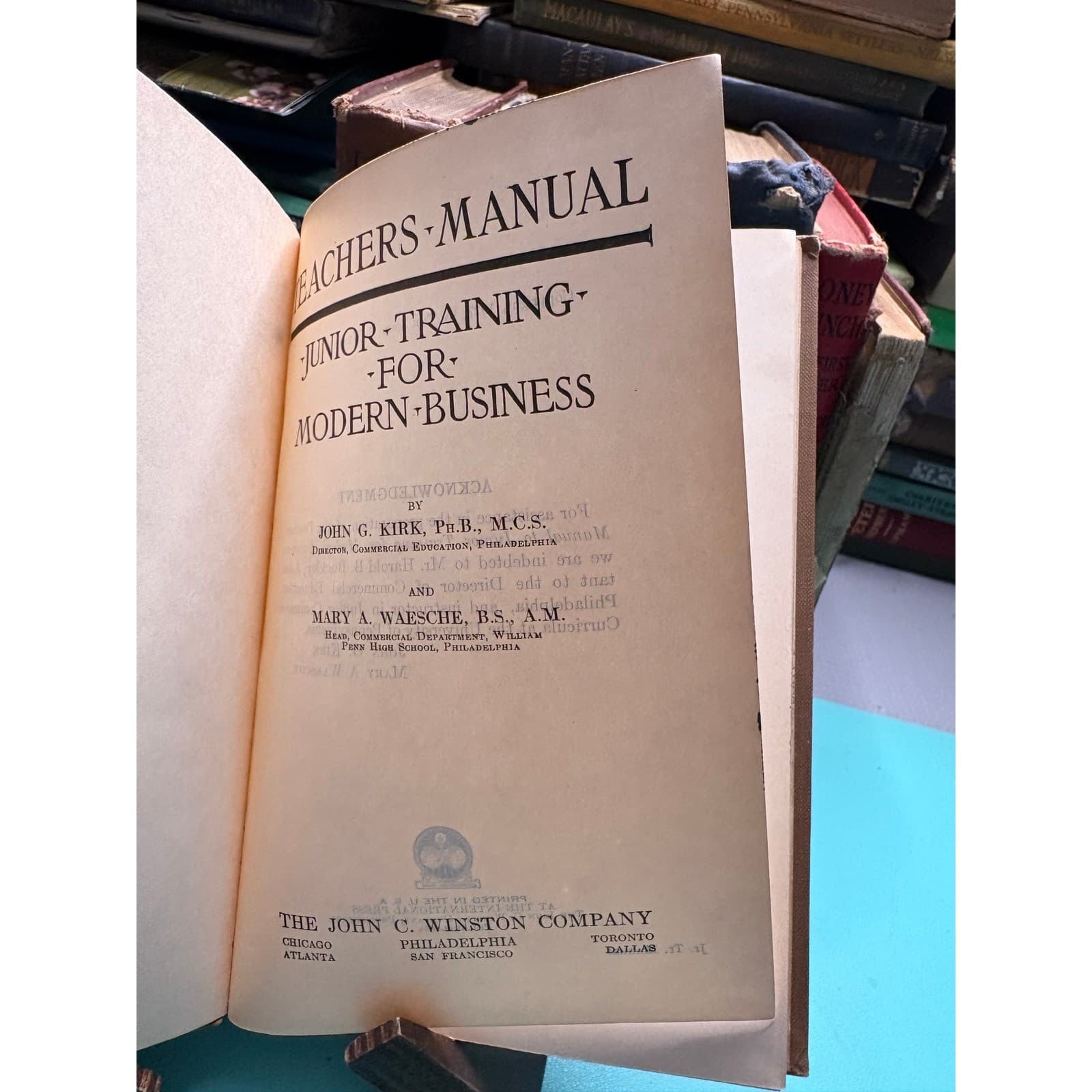 1927 Junior Training for Modern Business Teachers Manual Kirk Waesche Hardcover - Thumbnail 5