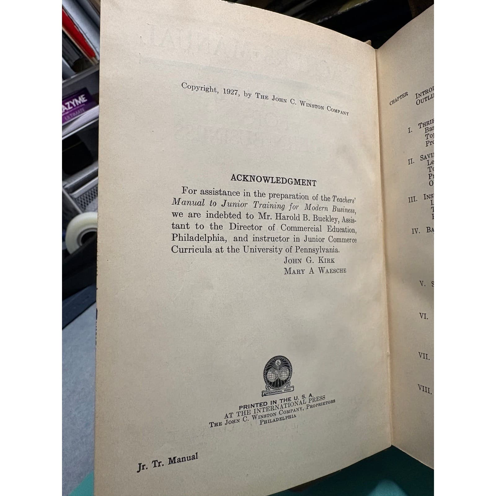 1927 Junior Training for Modern Business Teachers Manual Kirk Waesche Hardcover - Thumbnail 6
