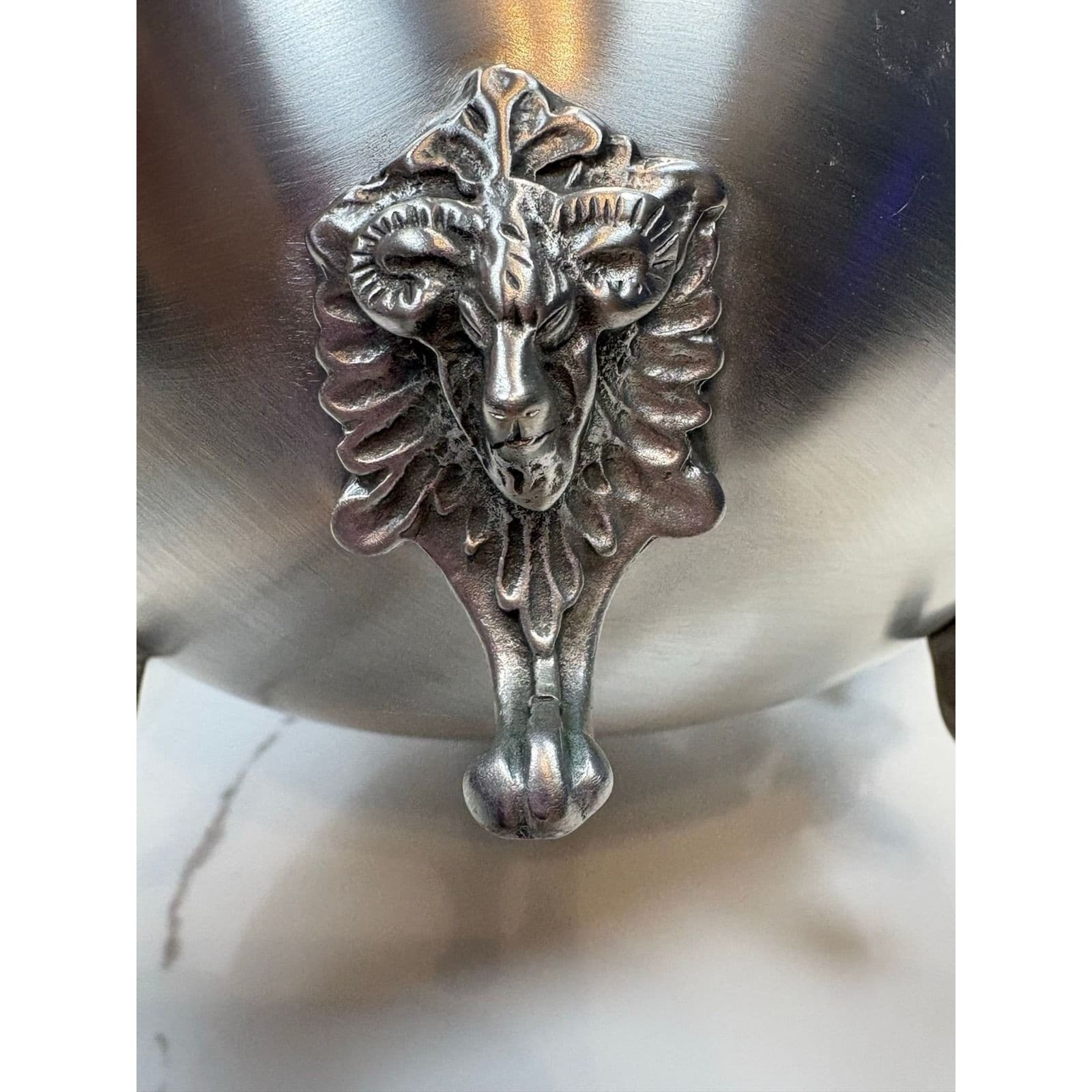 Boardman Pewter Tea Coffee Set 3pc Rams Head Feet Teapot Sugar Creamer - Thumbnail 4