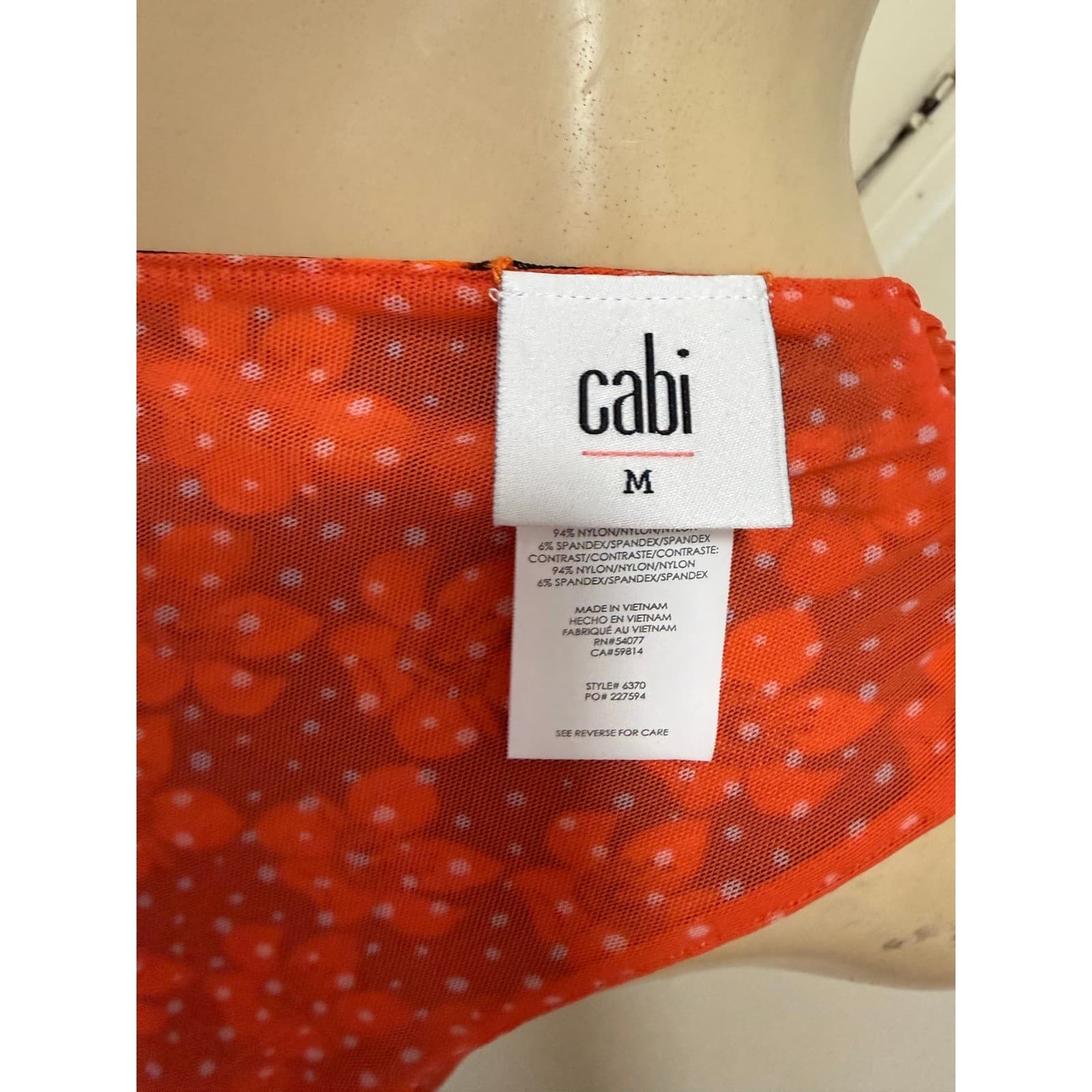 Cabi Orange Navy Floral polka dot reversible stretch Dress Sleeveless Size M - Thumbnail 6