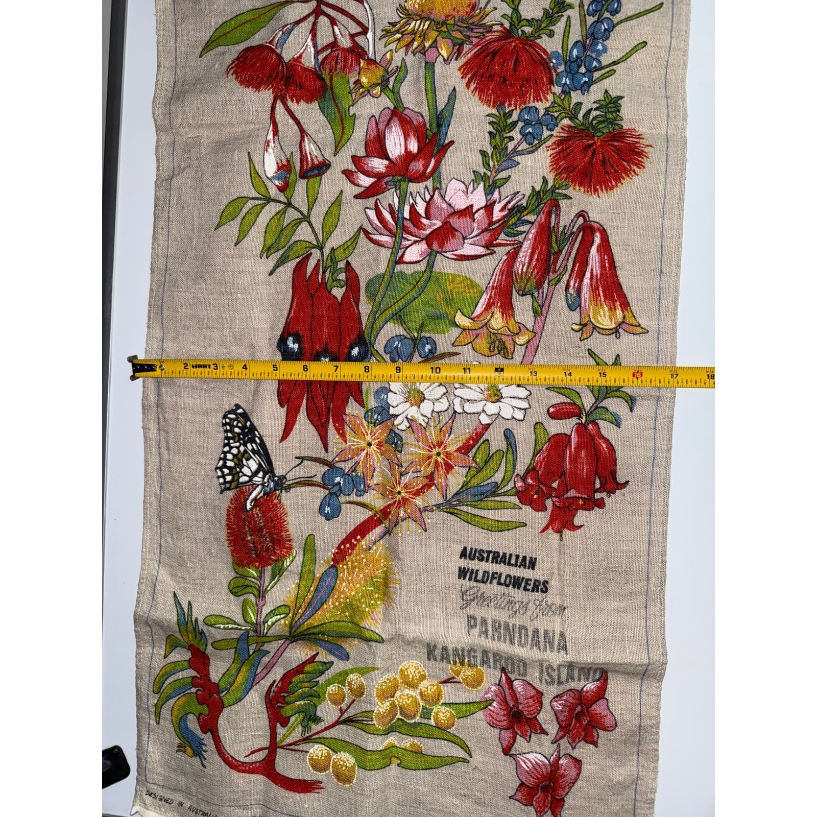 Vintage Souvenirs Australia Wildflowers Kangaroo Island Linen Tea Towel 18x30 - Thumbnail 5