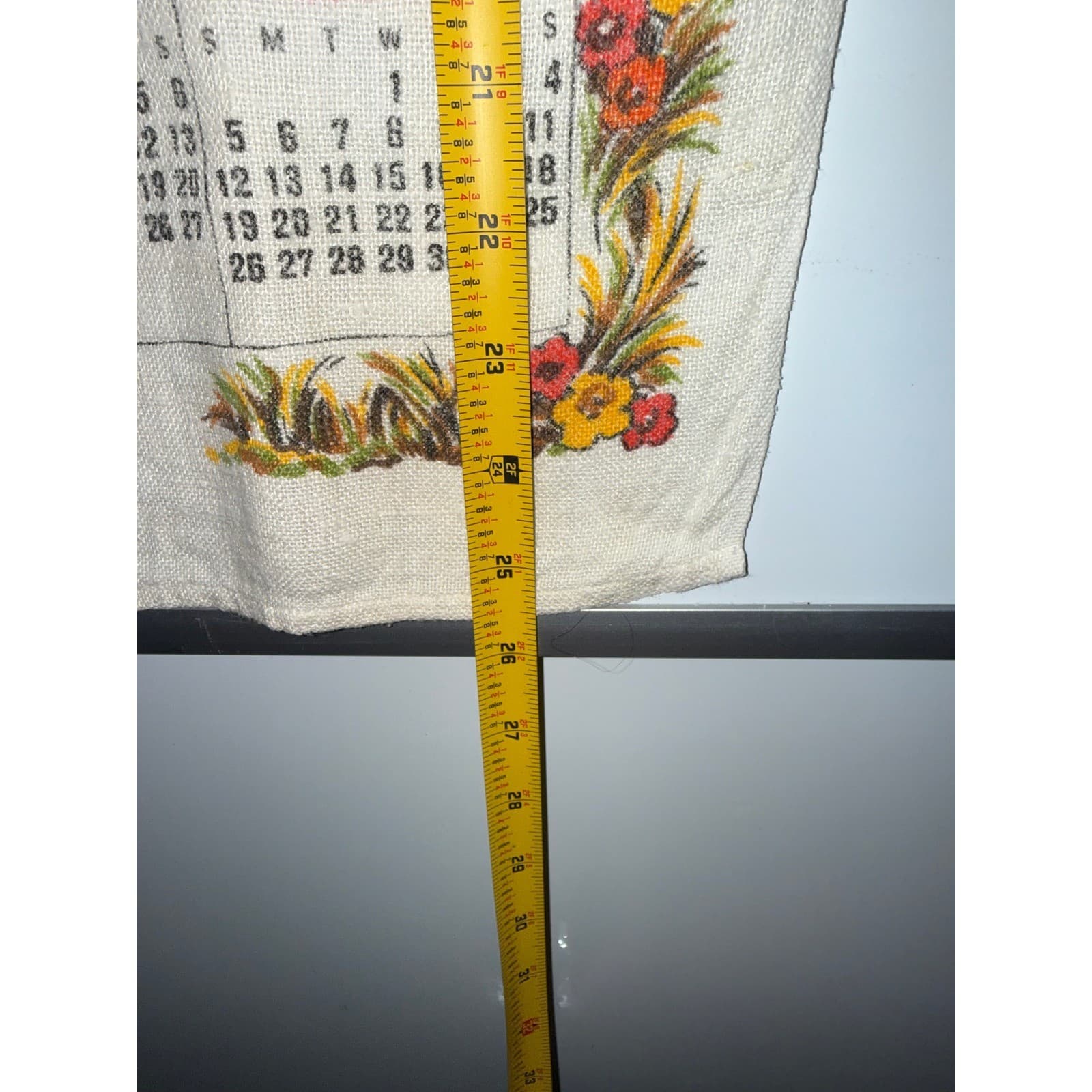 Vintage 1982 Linen Calendar Tea Towel Covered Bridge Horse Carriage Americana - Thumbnail 3