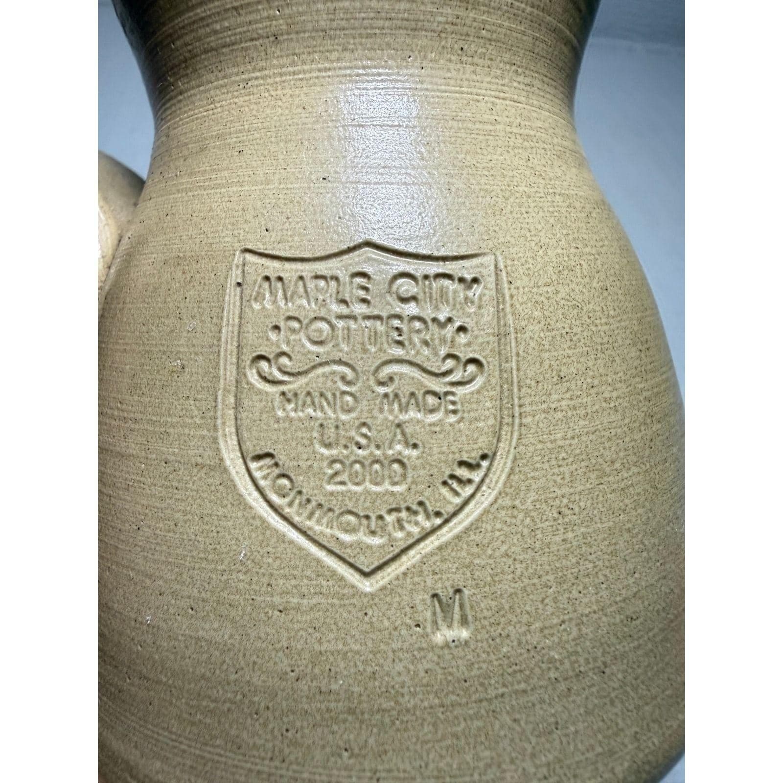Maple City Pottery 2000 Hand Made Stoneware Heart Wax Warmer Monmouth IL Tan - Thumbnail 3