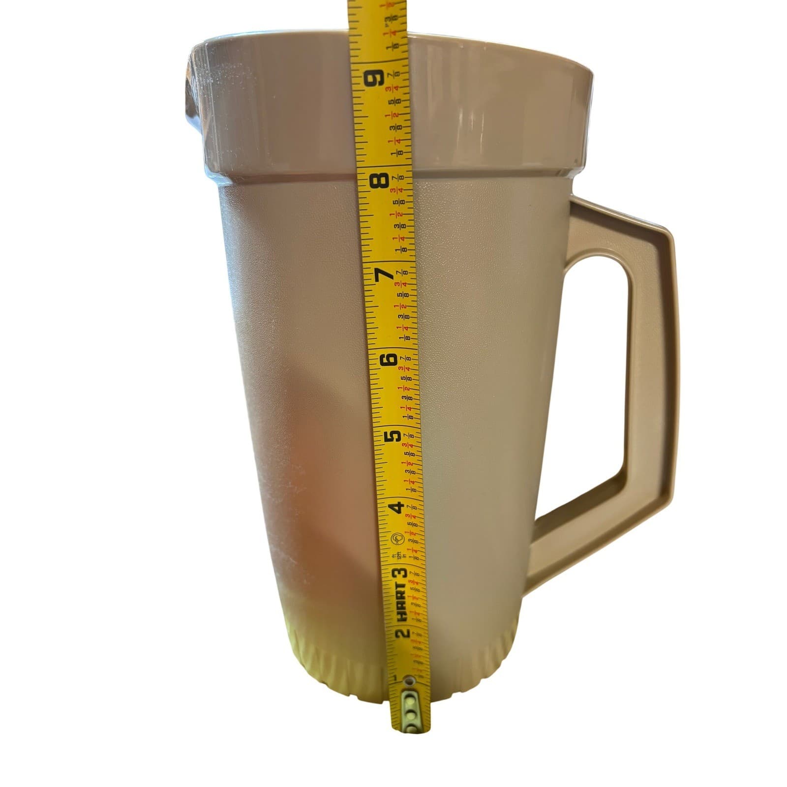 Vintage Tupperware 2 Quart Pitcher Almond Tan Push Button Lid 800-5 Made in USA - Thumbnail 6