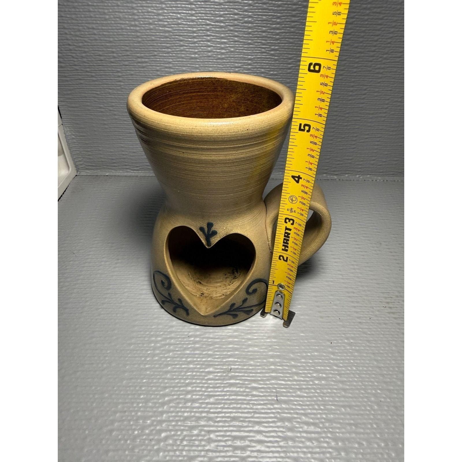 Maple City Pottery 2000 Hand Made Stoneware Heart Wax Warmer Monmouth IL Tan - Thumbnail 8