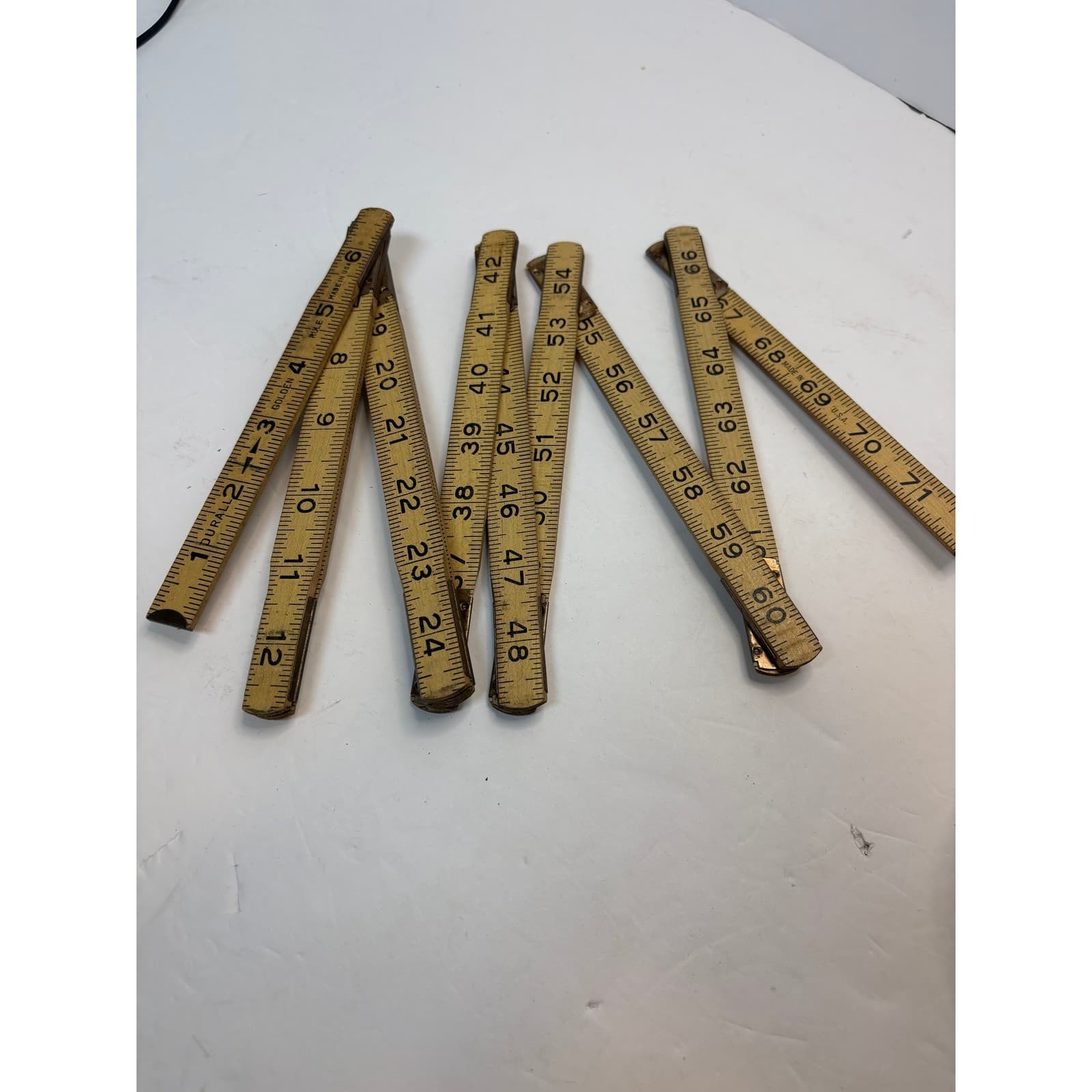 Vintage Durall Golden Rule 72 Inch Folding Wood Carpenters Ruler Made in USA - Thumbnail 2