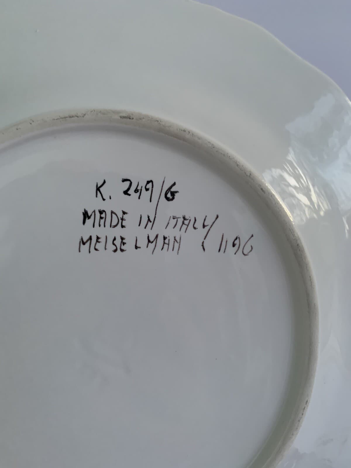Meiselman Imports Italy Majolica Grape Leaf Plate Green White K. 249/G Vintage - Thumbnail 4