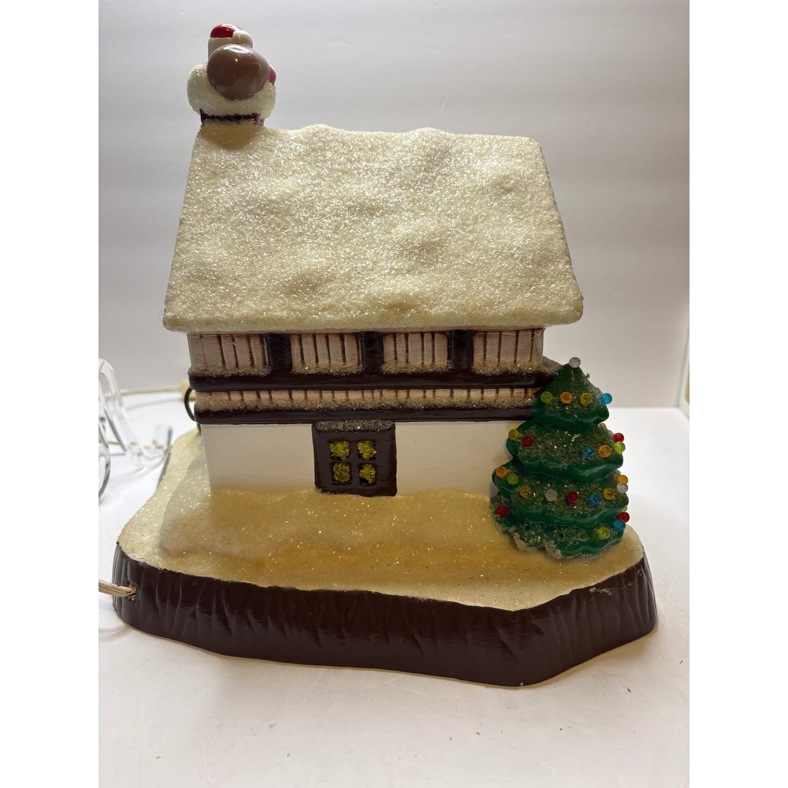 Vintage Lighted Ceramic Christmas House Santa Deer Snow Chalet Decor - Thumbnail 6