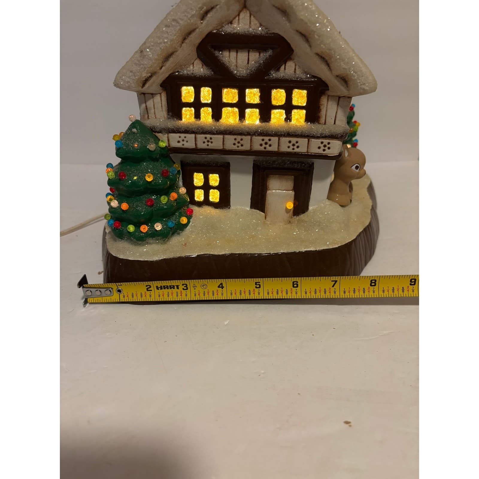 Vintage Lighted Ceramic Christmas House Santa Deer Snow Chalet Decor - Thumbnail 11