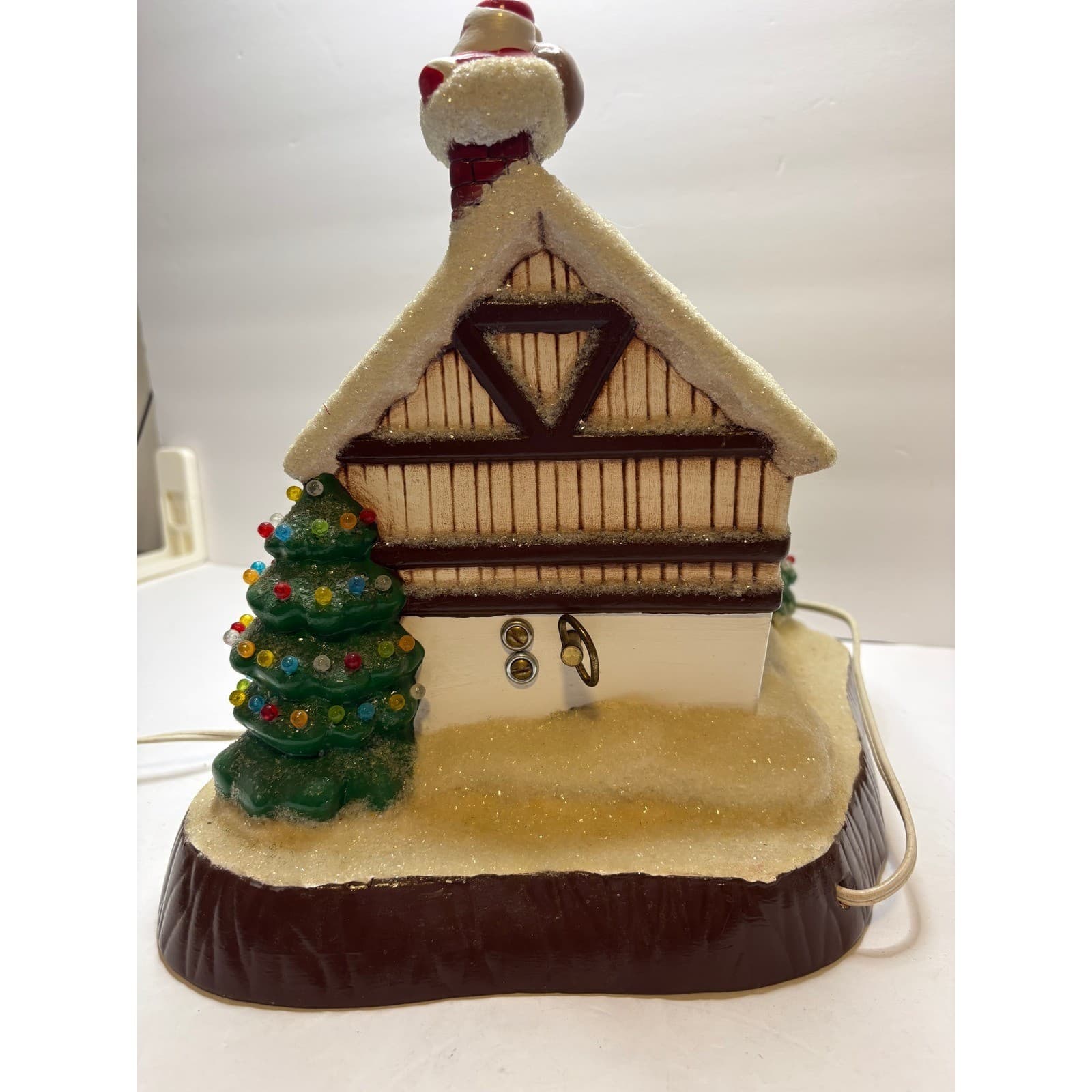 Vintage Lighted Ceramic Christmas House Santa Deer Snow Chalet Decor - Thumbnail 5