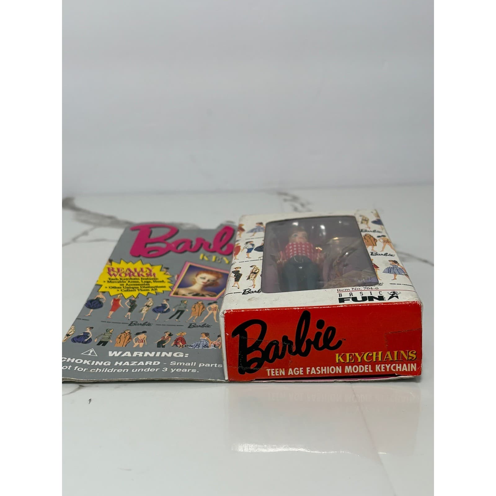 Vintage 1995 Basic Fun Picnic Barbie Keychain 1959 Model 704-0 Red Gingham Mini - Thumbnail 3