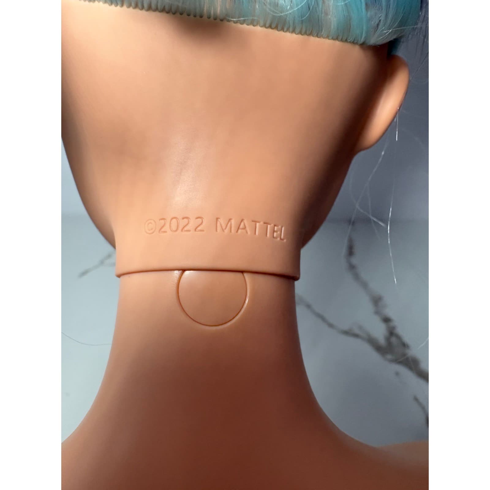 Barbie Styling Head Mattel 2022 Pastel Blue Purple Hair Pink Star Top HMD82 - Thumbnail 5