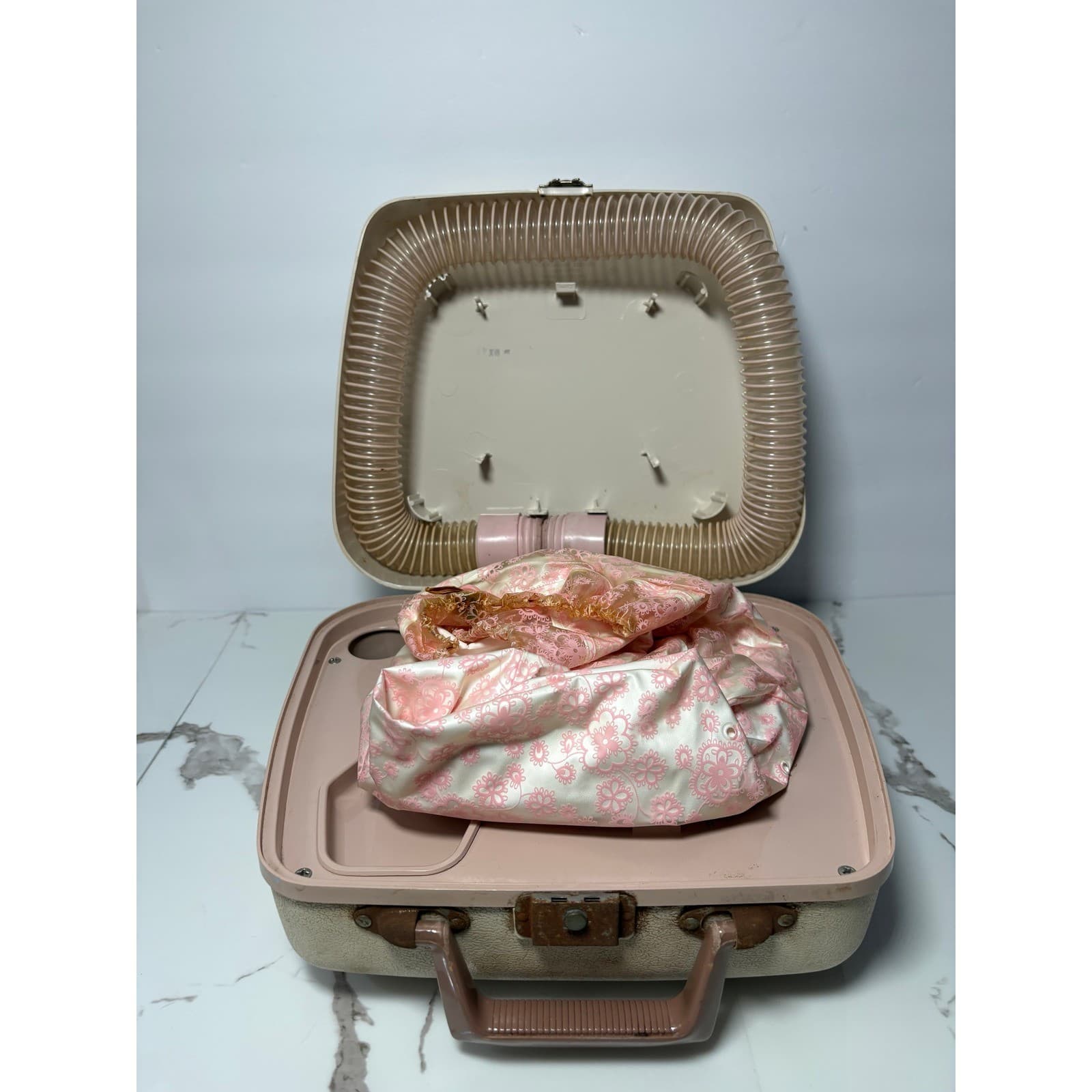Vintage Westinghouse Portable Hair and Nail Dryer Pink Bonnet Vanity Case HZ10-1 - Thumbnail 4