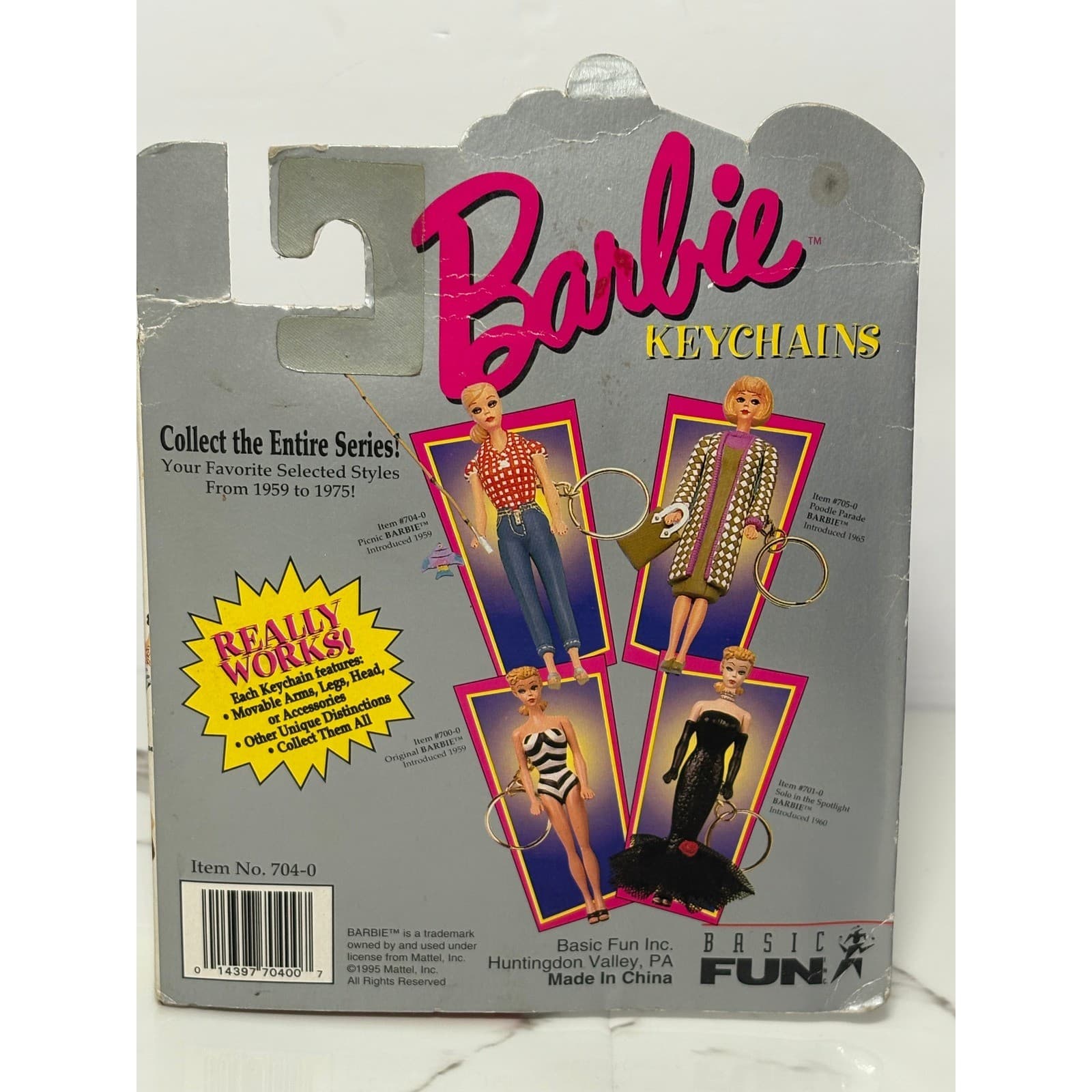 Vintage 1995 Basic Fun Picnic Barbie Keychain 1959 Model 704-0 Red Gingham Mini - Thumbnail 2