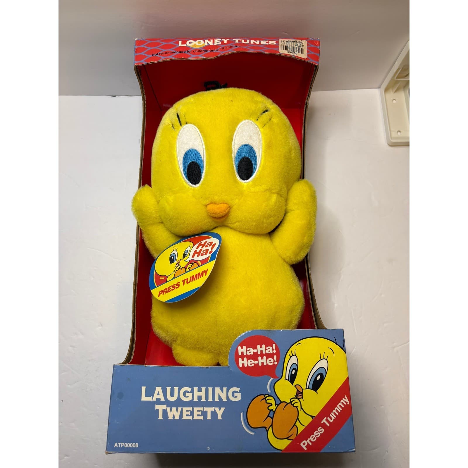 Vintage 1998 Warner Bros Studio Laughing Tweety Bird Plush Looney Tunes Box - Thumbnail 3