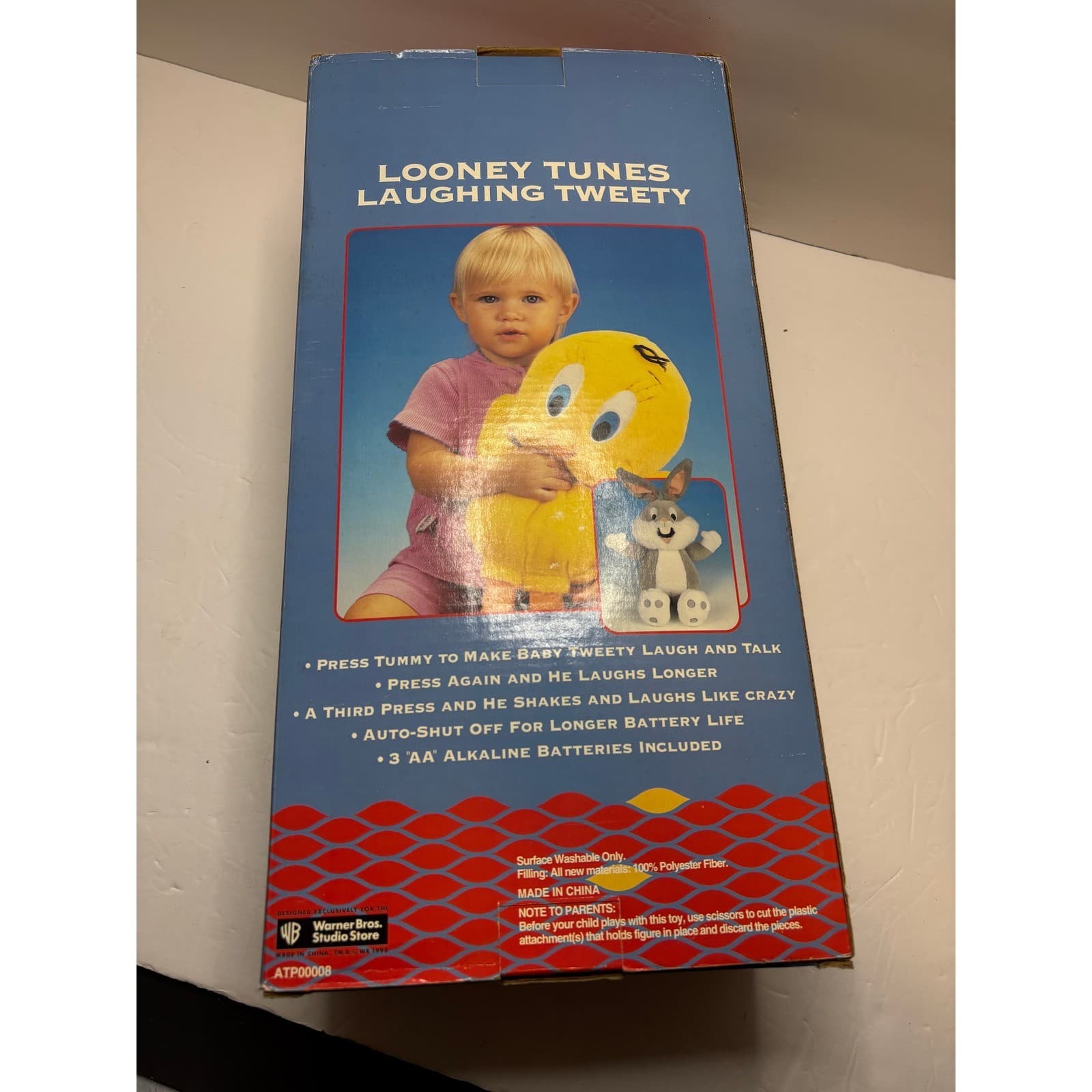 Vintage 1998 Warner Bros Studio Laughing Tweety Bird Plush Looney Tunes Box - Thumbnail 5