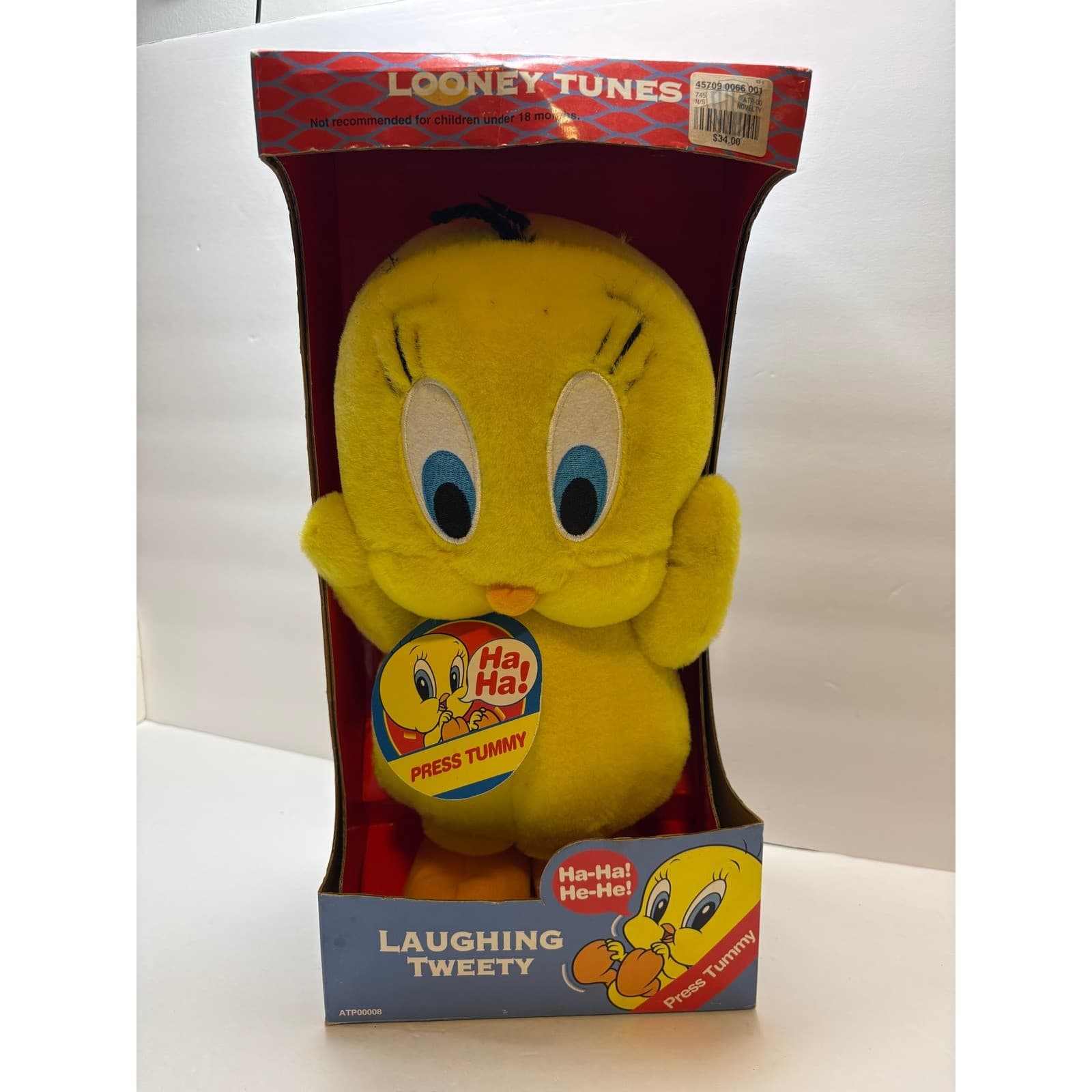 Vintage 1998 Warner Bros Studio Laughing Tweety Bird Plush Looney Tunes Box - Thumbnail 2